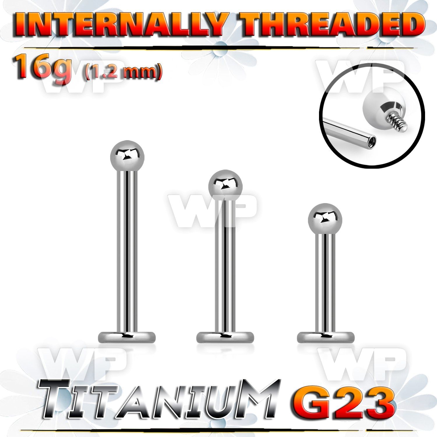 hb44k8 titanium internal labret stud 2mm ball