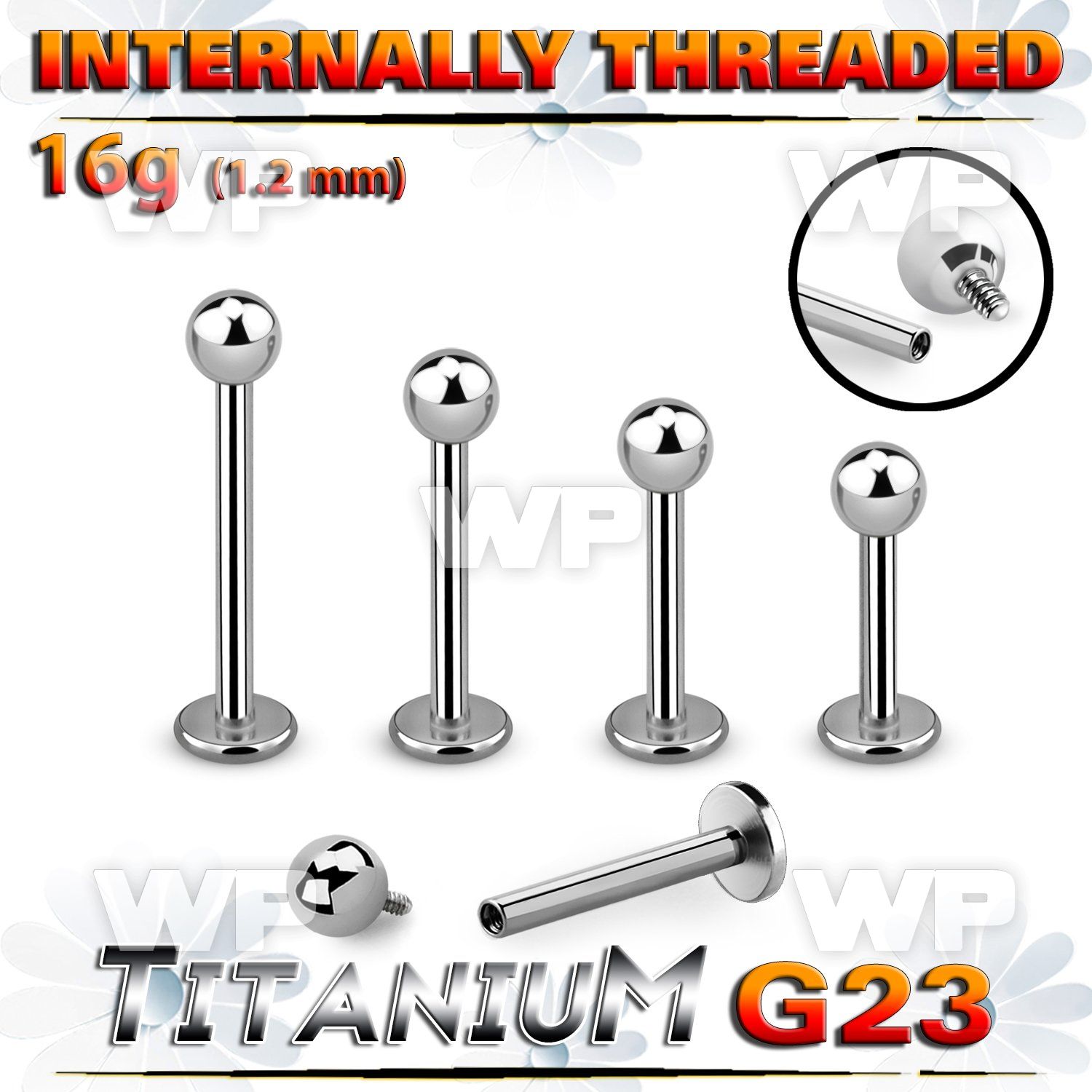 hb44z8u titanium internal threaded labret stud 3mm ball