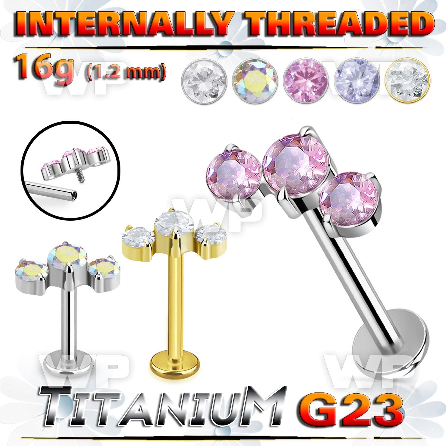 hb48ue9 titanium labret stud descending claw cz internal