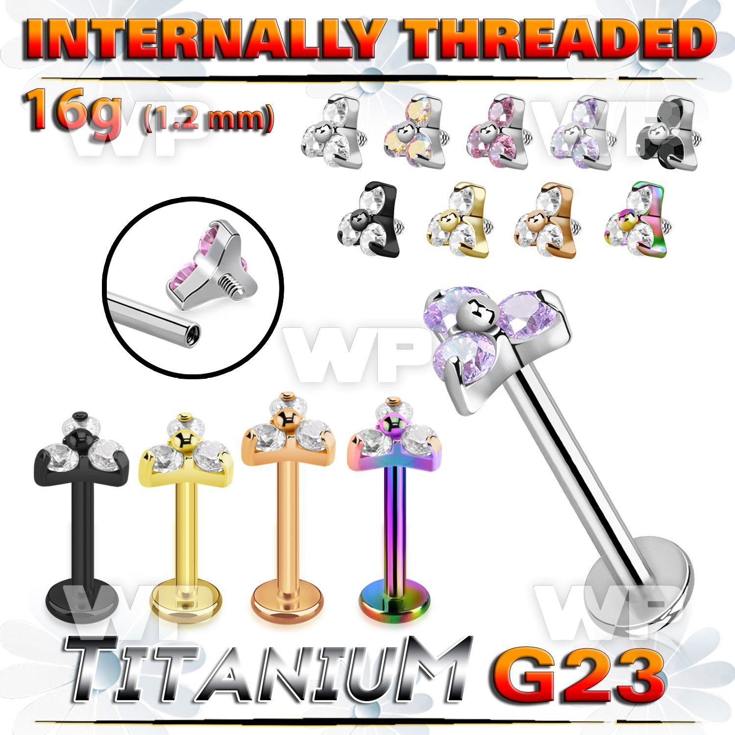 hb48uez titanium internal threaded labret 3 cz