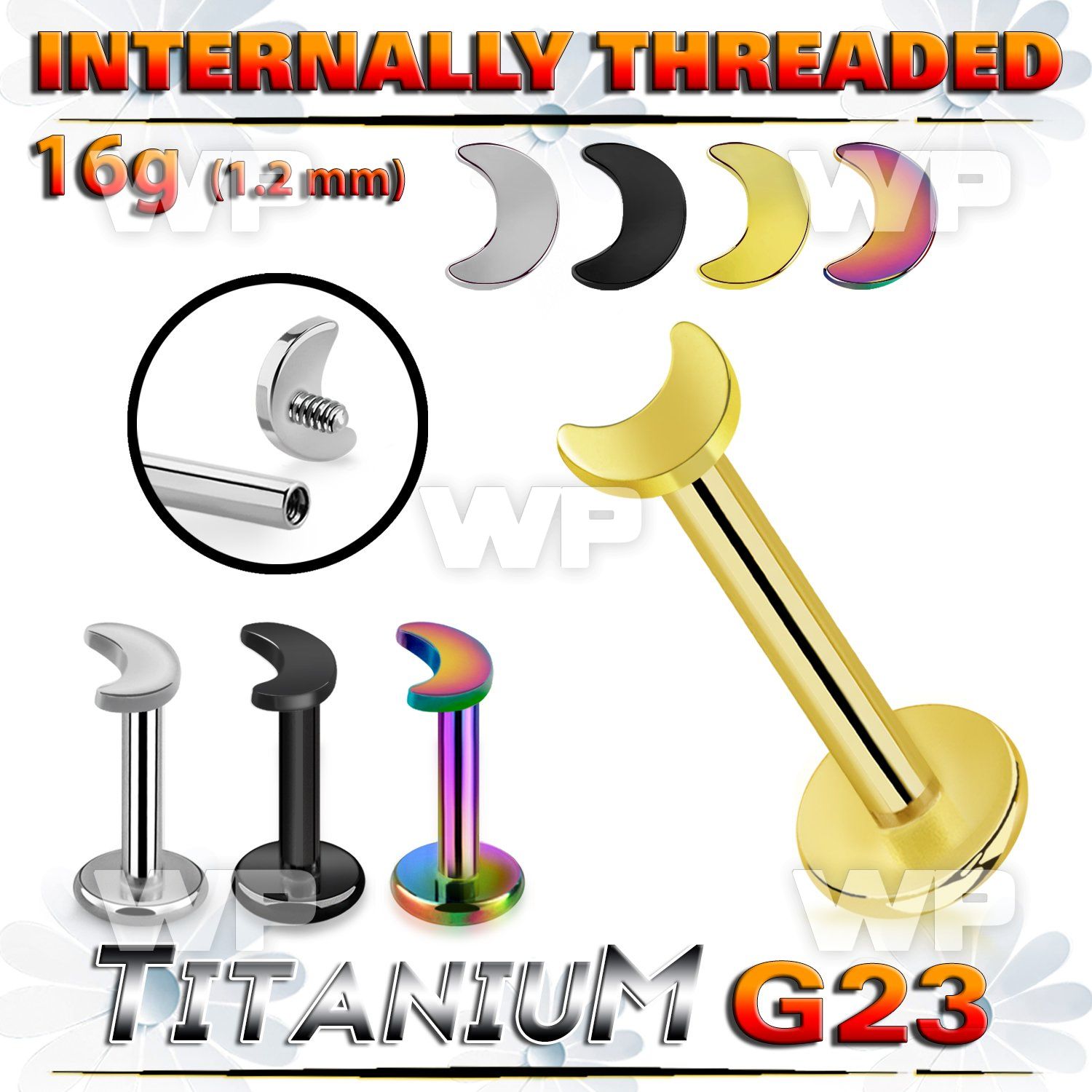 hb48us titanium internal threaded labret 3mm moon