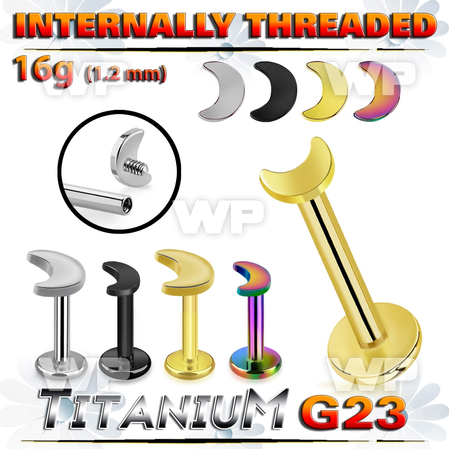 hb48us titanium internal threaded labret 3mm moon