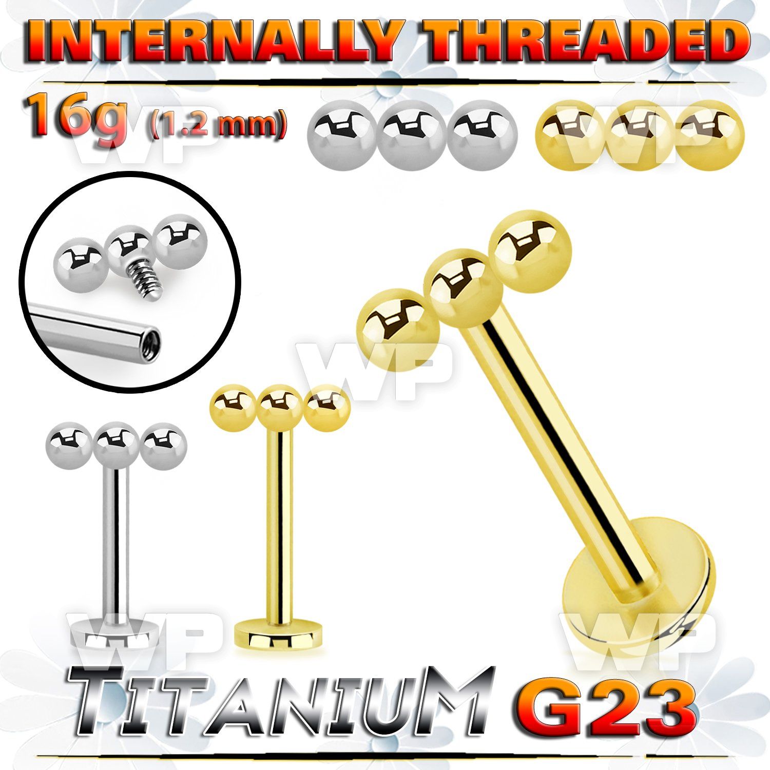 hb48usz titanium labret stud 16g three balls internal