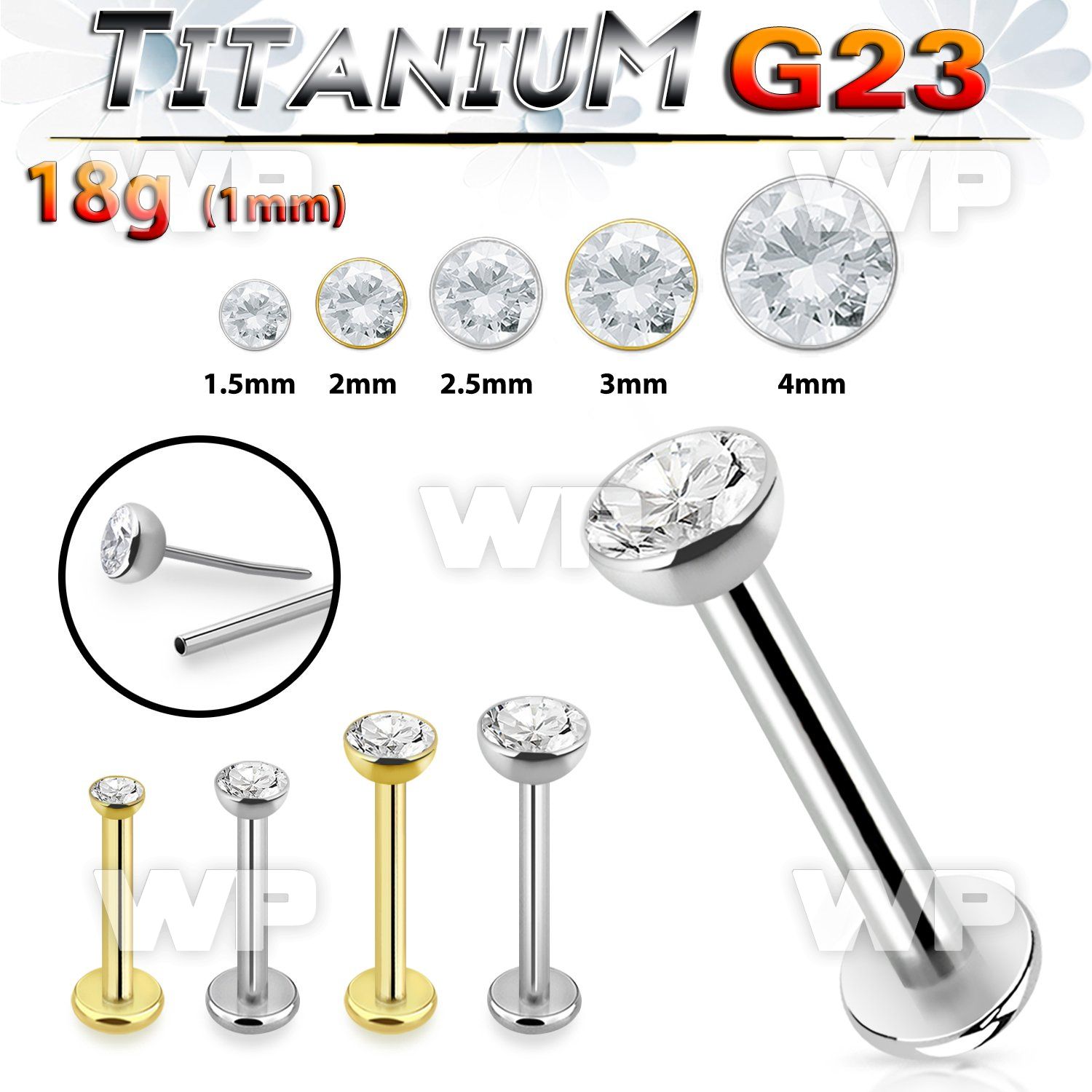 hb4m83get titanium labret stud 18g threadless press fit top