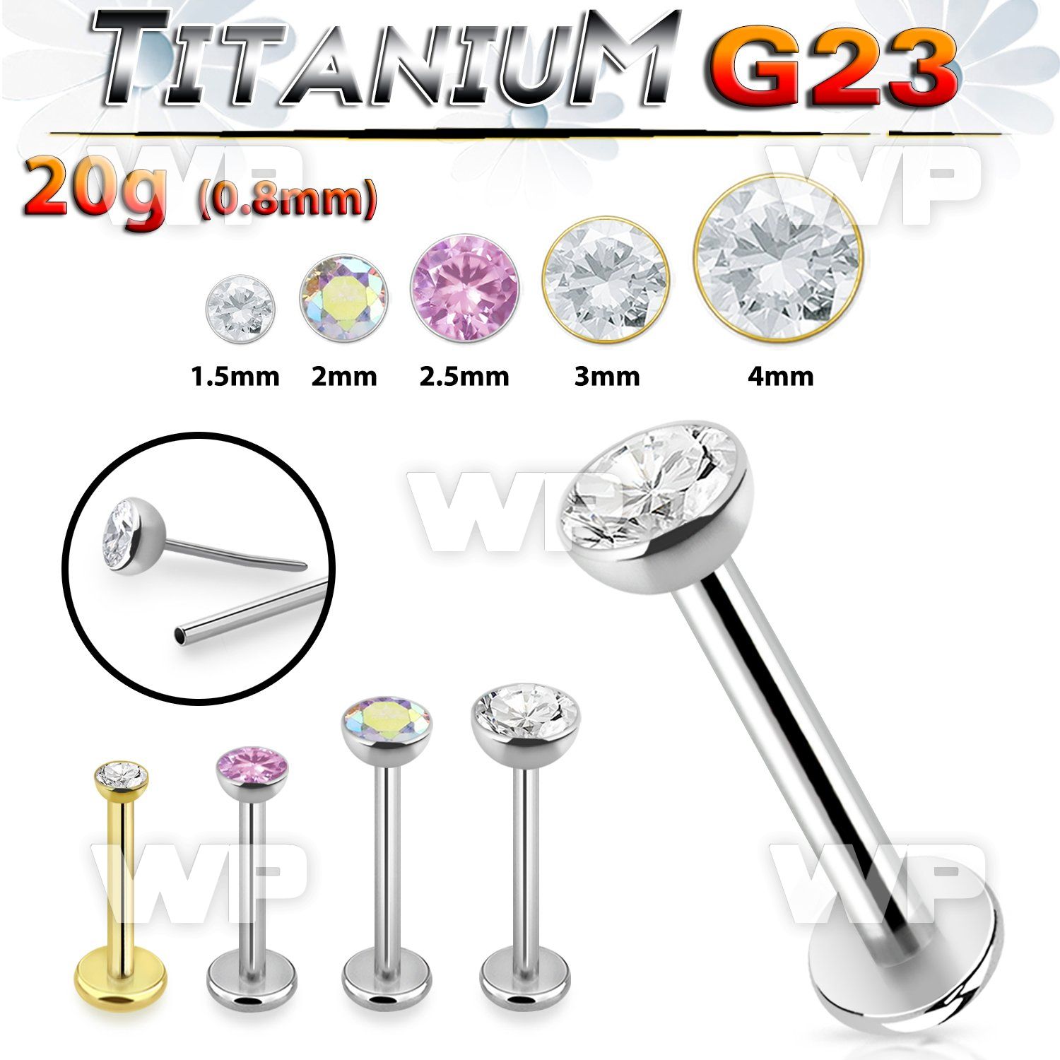 hb4m83gkp titanium labret stud 20g threadless press fit top