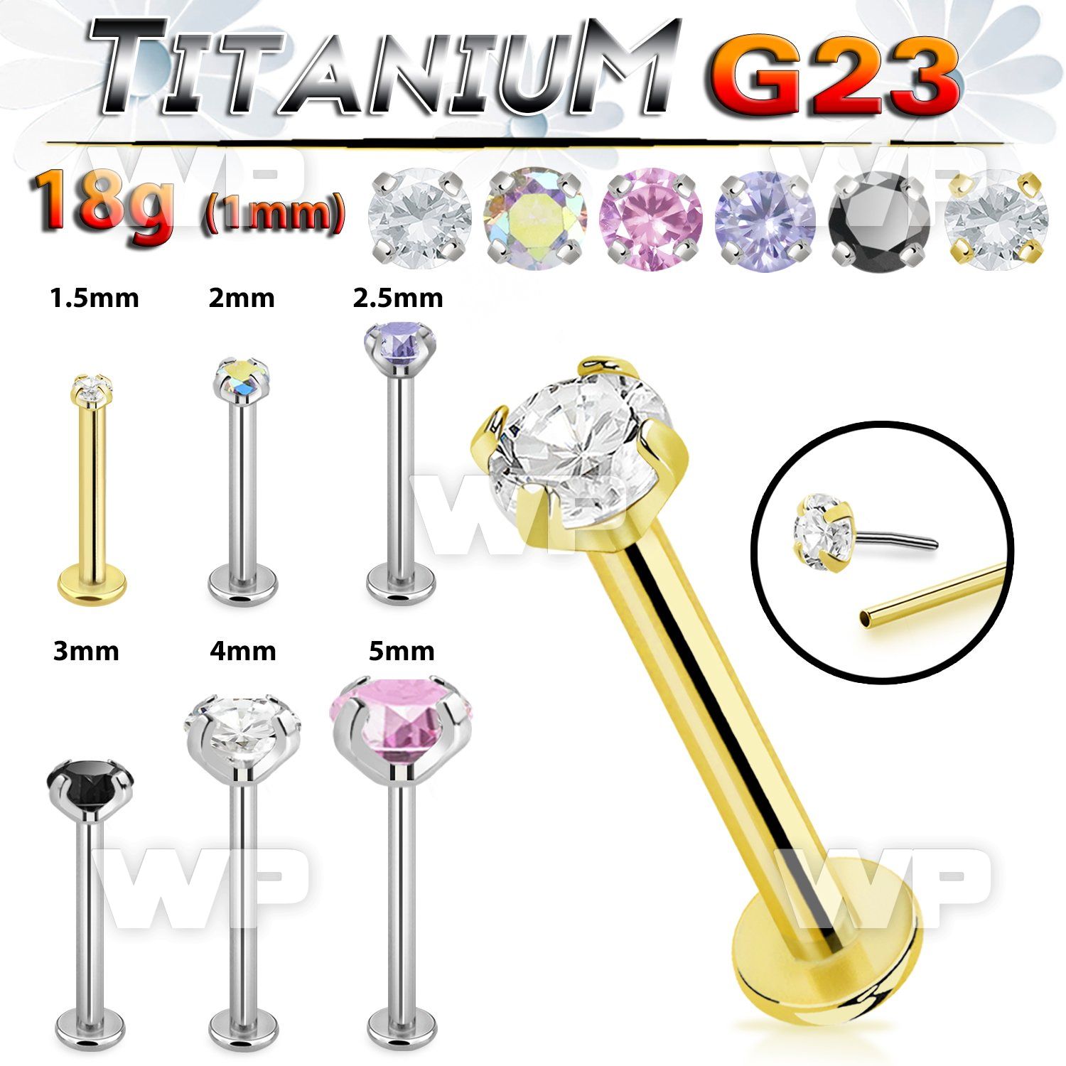 hb4m83mget titanium labret stud 18g threadless press fit top