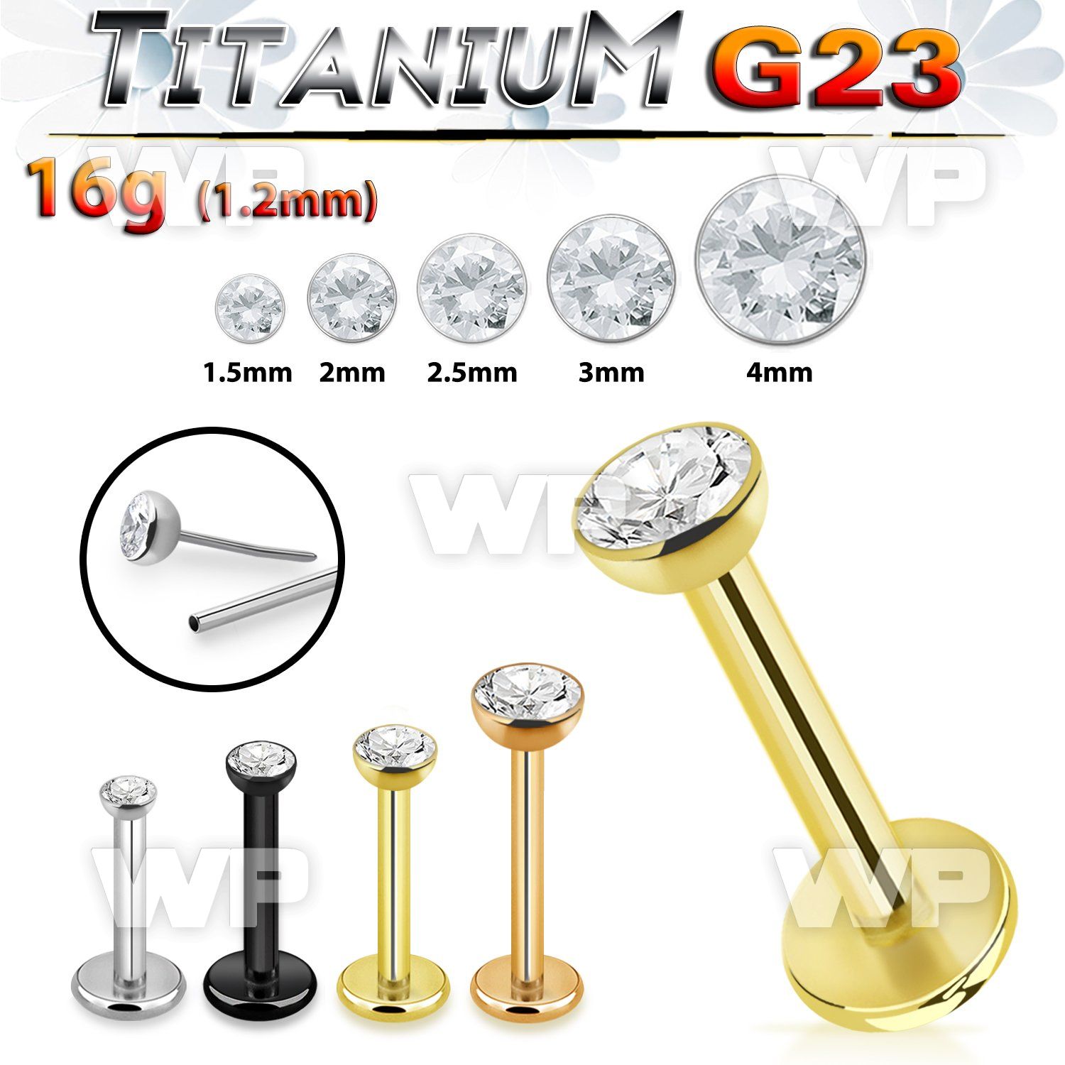 hb4m84gey titanium labret stud 16g threadless press fit top