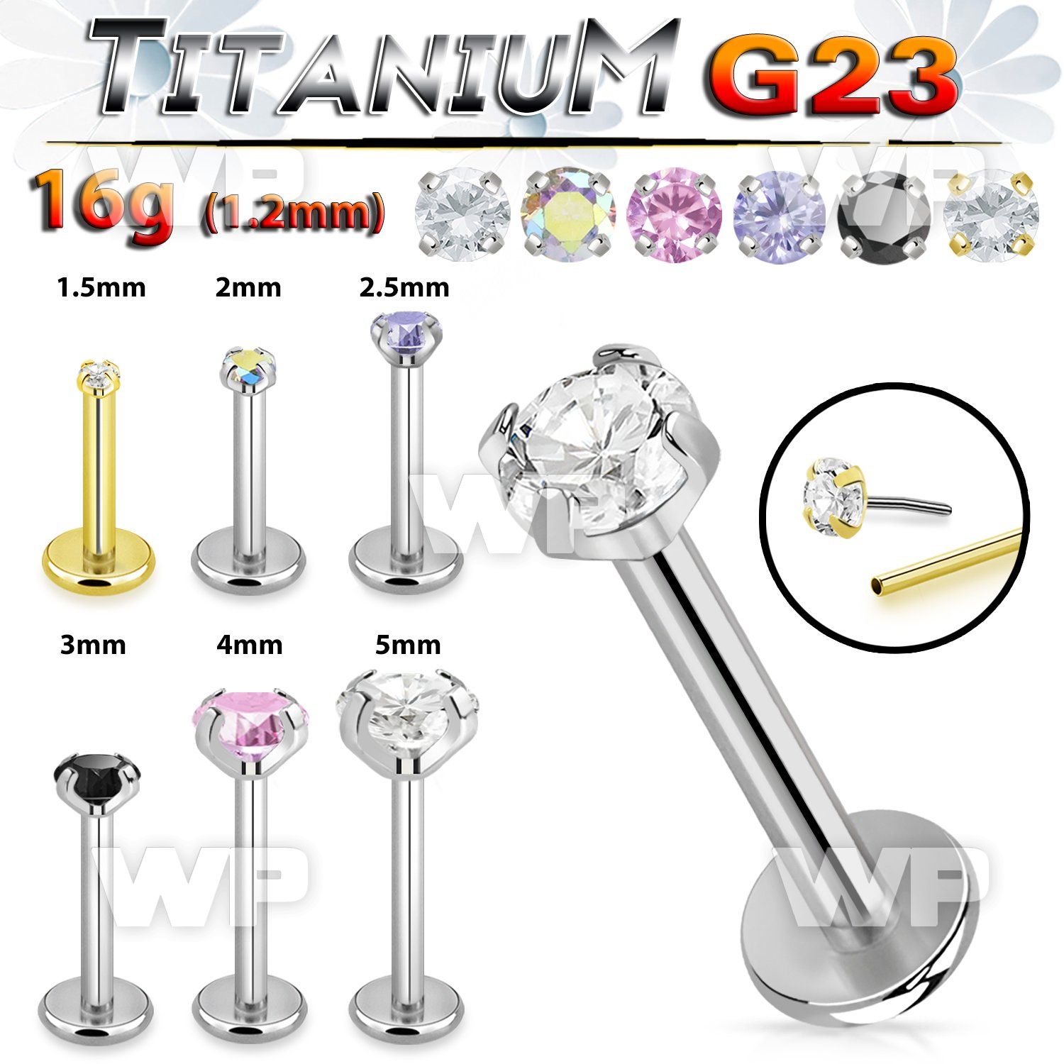 hb4m84mgey titanium labret stud 16g threadless press fit top