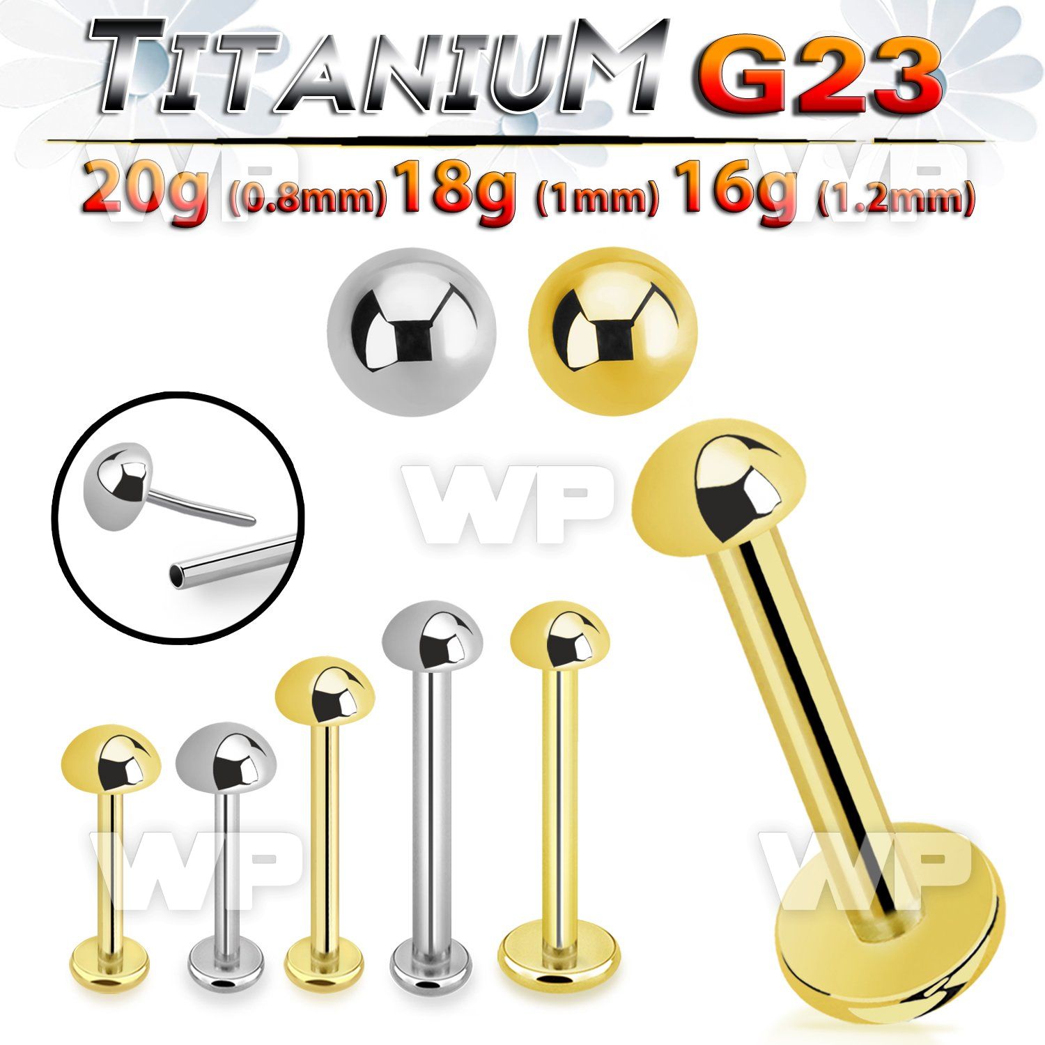 hb4u5a1 titanium threadless press fit labret stud half ball