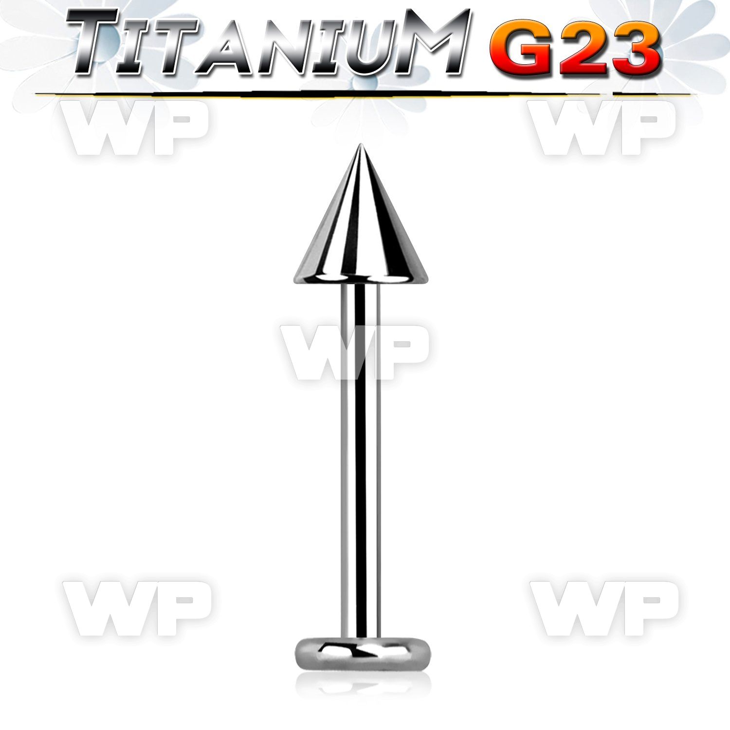 hb6u03 g23 titanium labret stud 1 2mm 4mm cone lower lip piercing