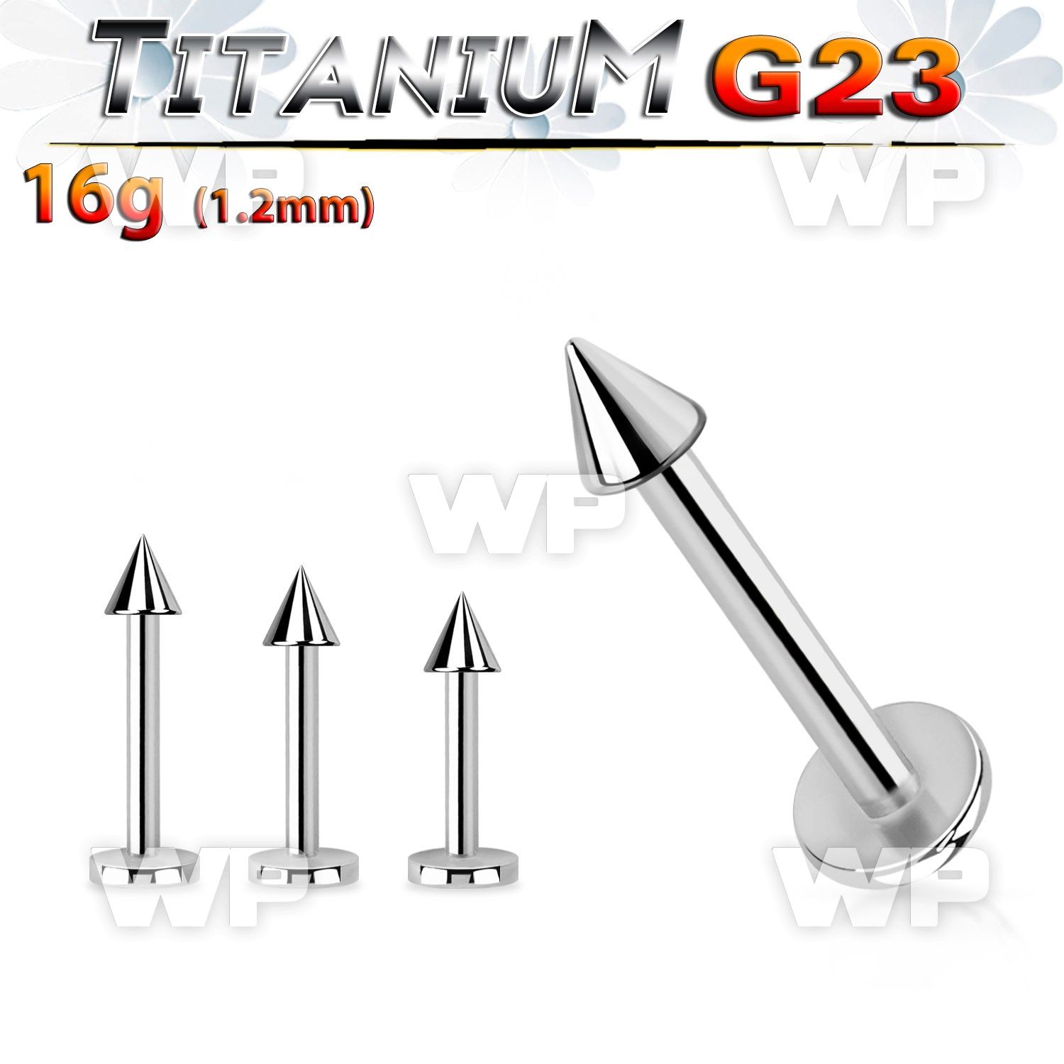 hb6uks g23 titanium labret stud 1 2mm 2 5mm cone lower lip piercing