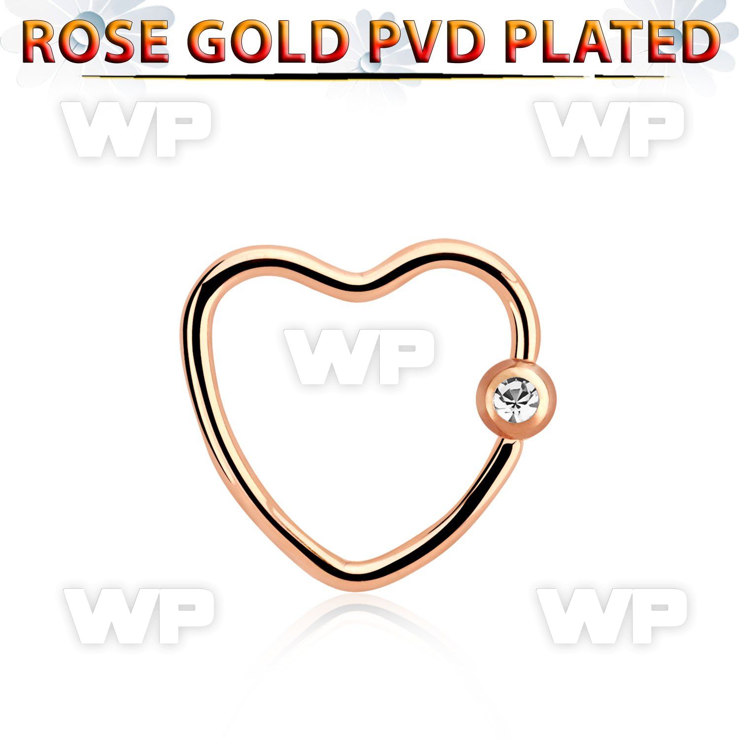 hccrtt16 rose gold steel heart shaped ball closure ring crystal