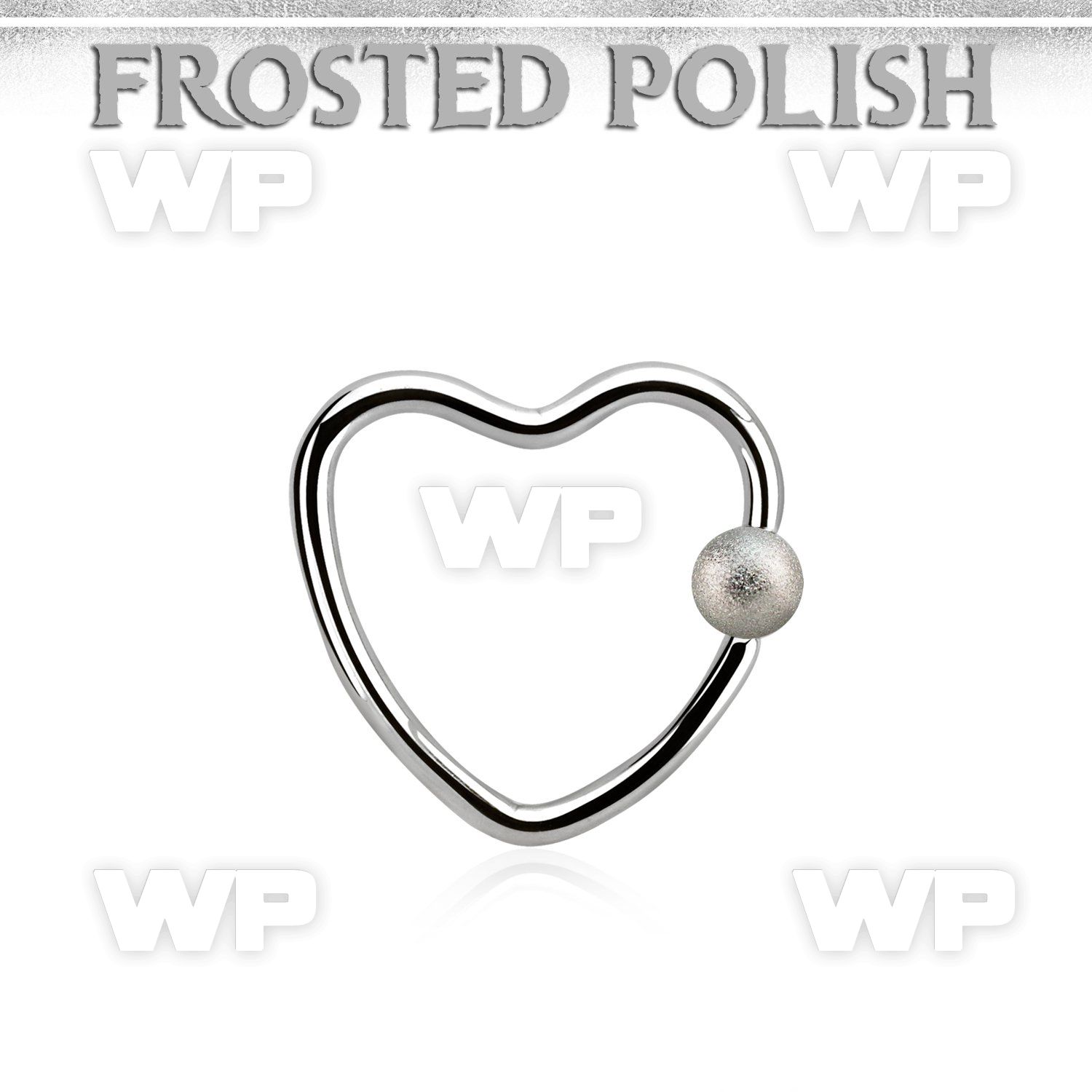 hcr16f3 steel heart shaped ball closure ring w 3mm frosted ball