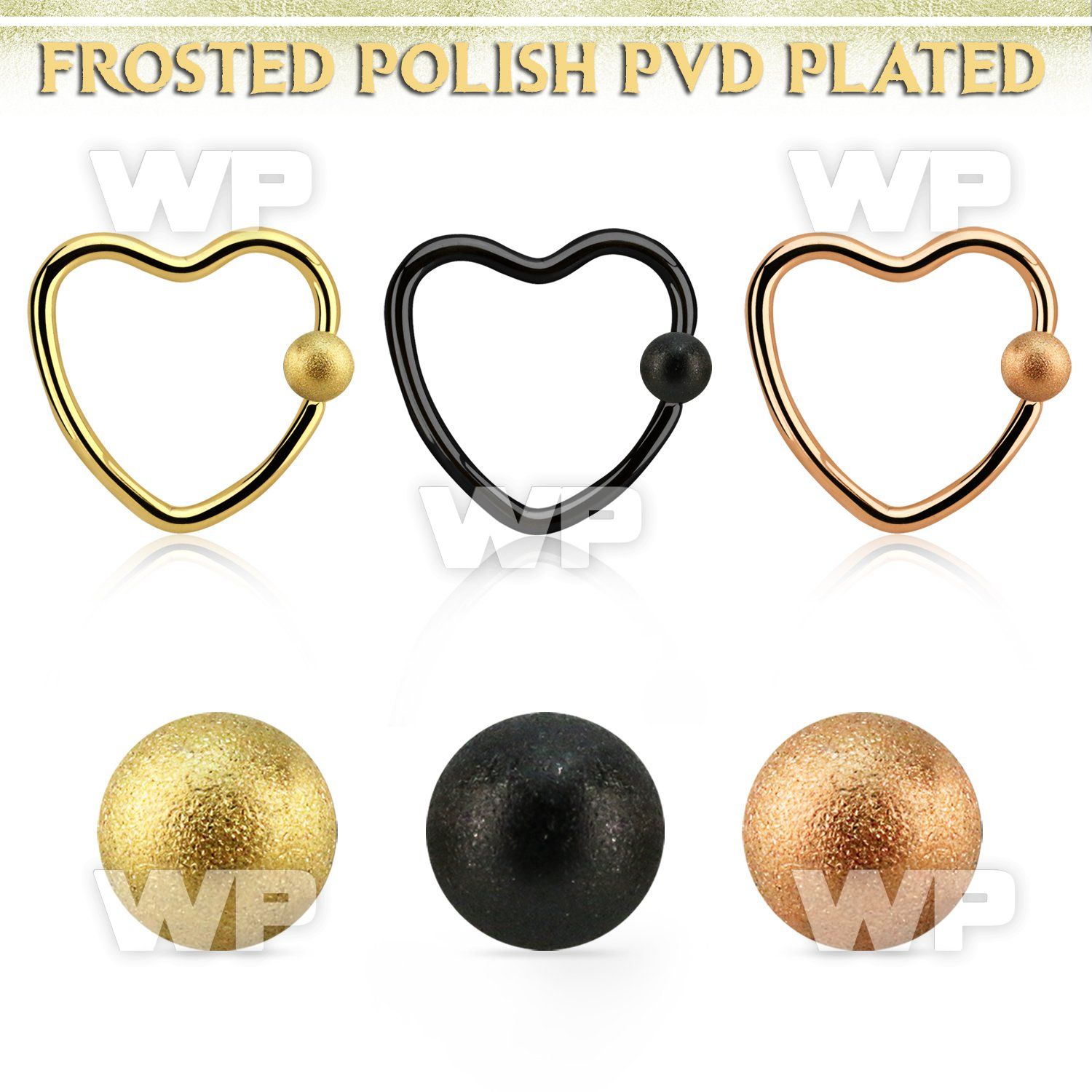 hcrt16f3 anodized heart shaped ball closure ring w frosted ball