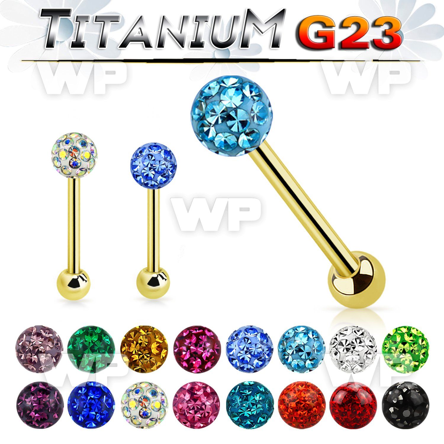 hi44day gold ion titanium straight bar 14g ferido and ball