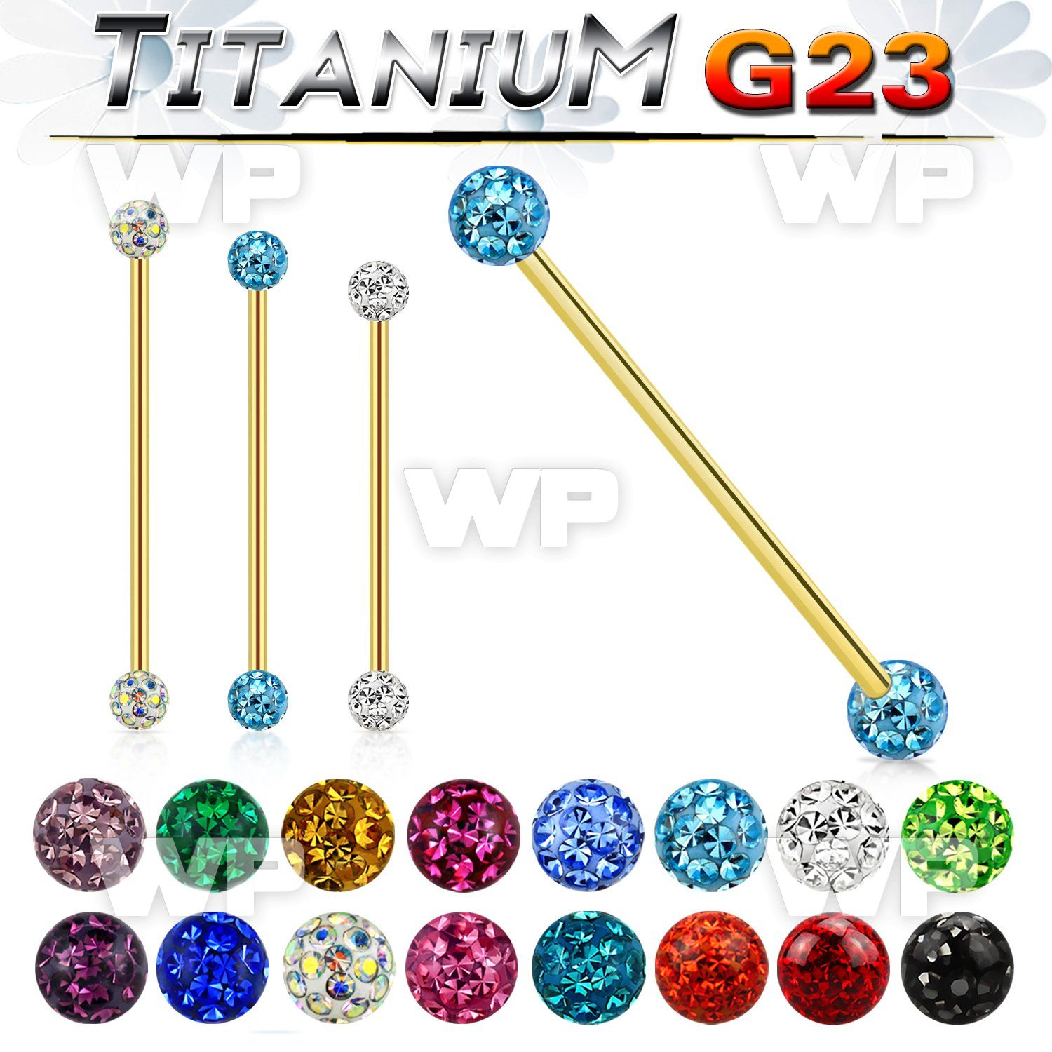 hi8udas gold ion titanium industrial straight bar 14g ferido