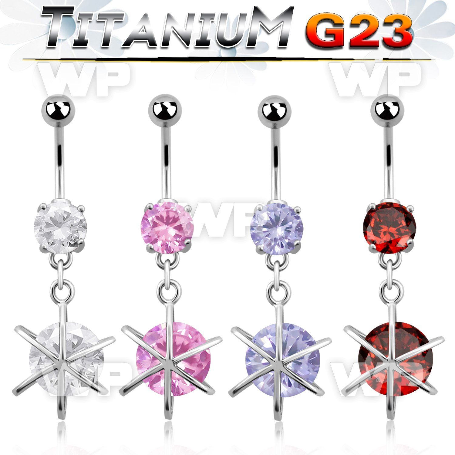 hj61gkzk g23 titanium belly ring w 8mm jewel ball dangling big belly piercing