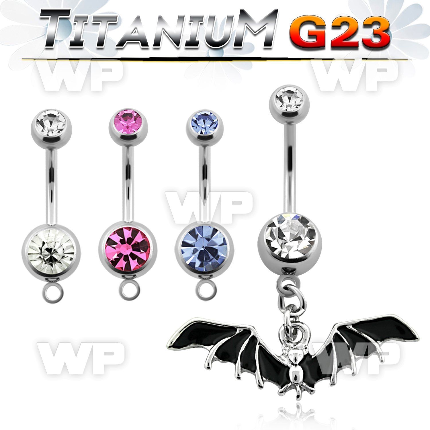 hj61sy9 g23 titanium belly ring dangling black bat design lengt belly piercing