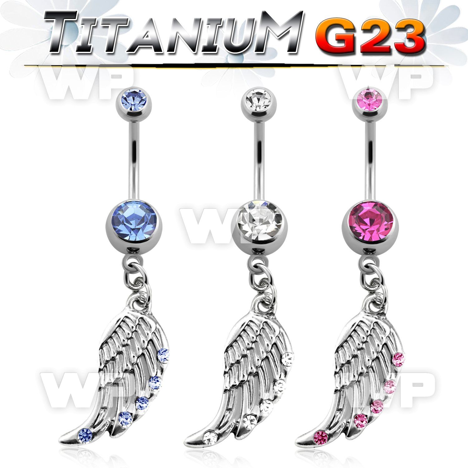 hj61syt g23 titanium belly ring dangling bird wing design tiny belly piercing