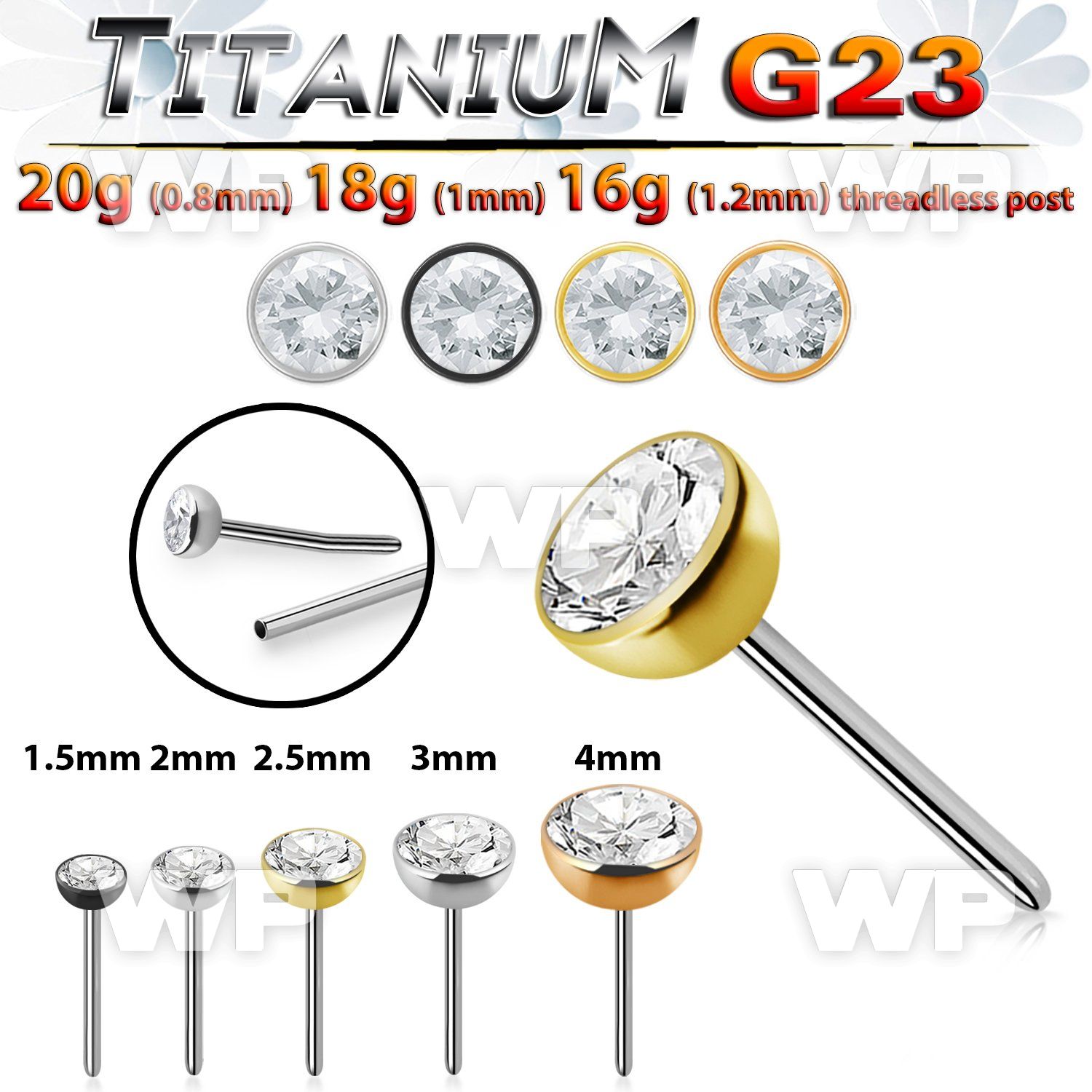 hm8ug titanium threadless press fit top bezel setting cz