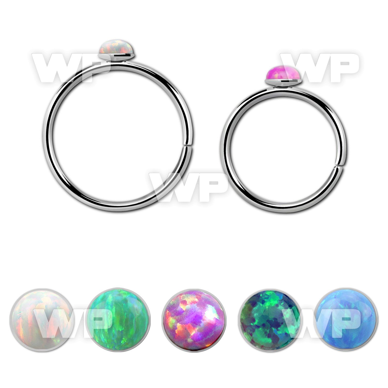 hpo2 silver seamless nose hoop w 2mm synthetic opal top