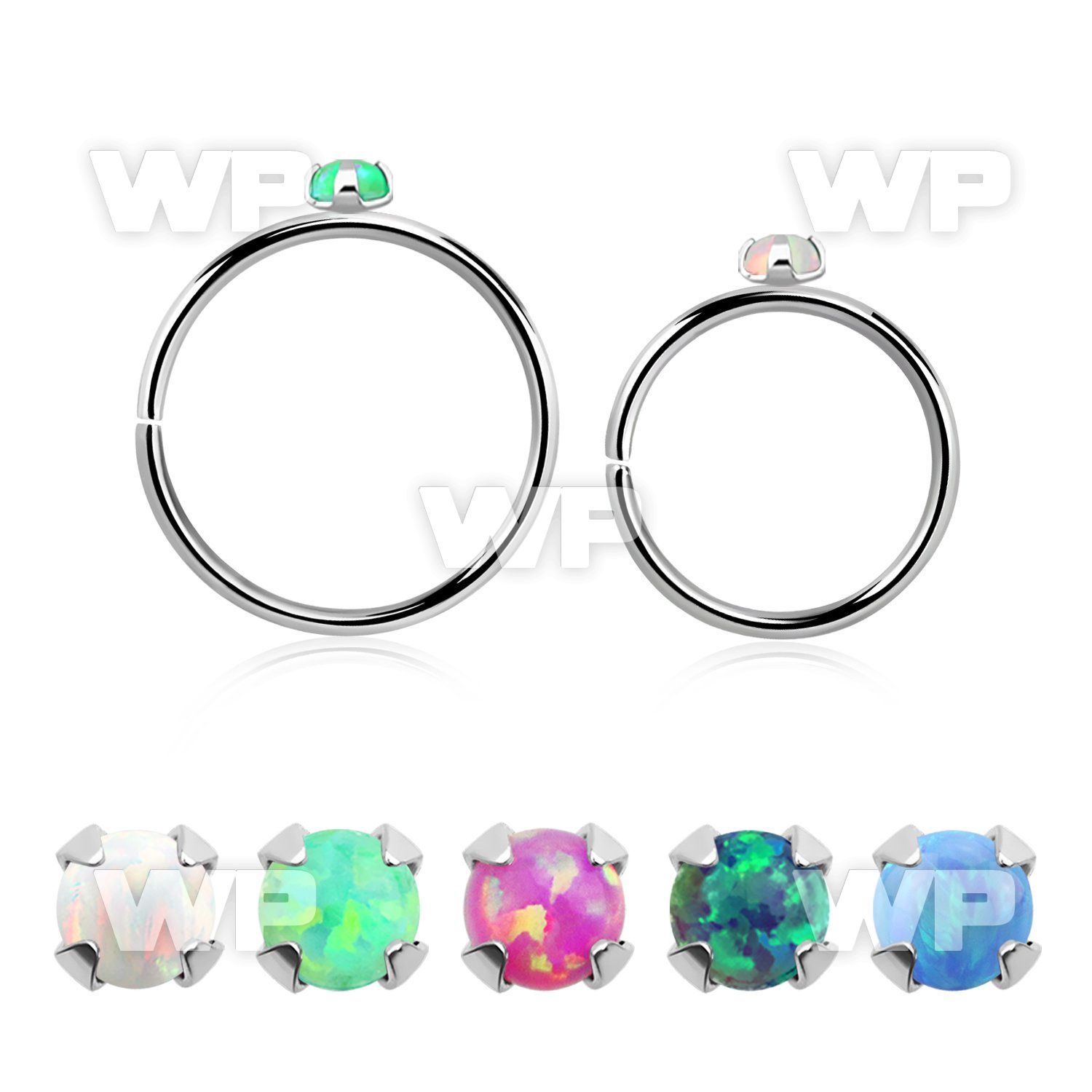 hppo15 silver seamless nose hoop w 1.5mm prong set opal