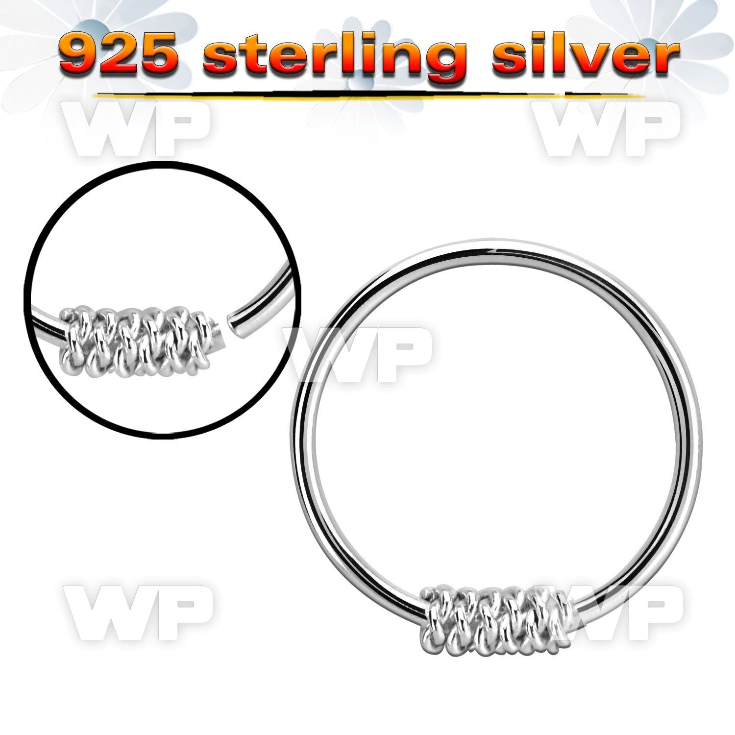 hr21 silver seamless nose hoop w twisted wire design