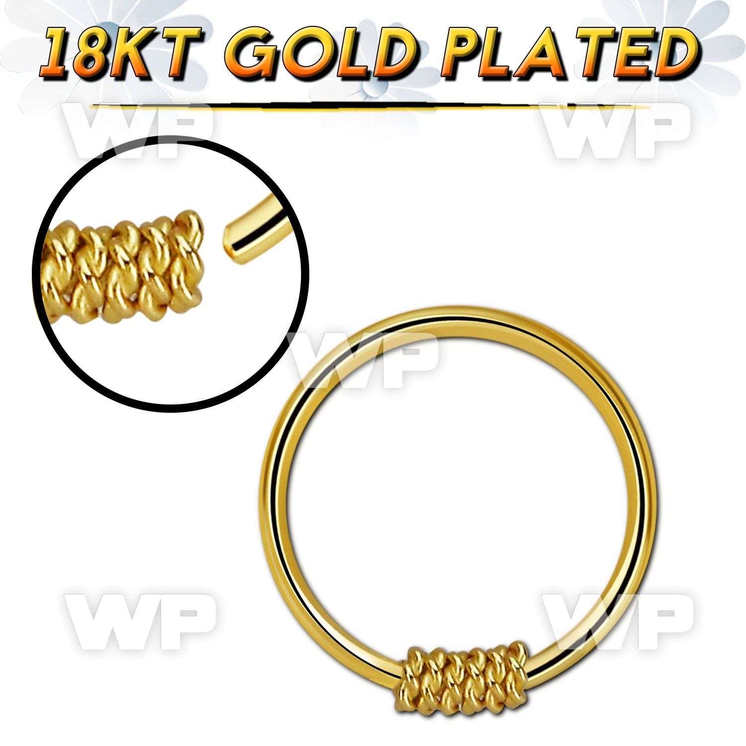 hr21rg gold plated silver seamless nose hoop w a twisted wire 