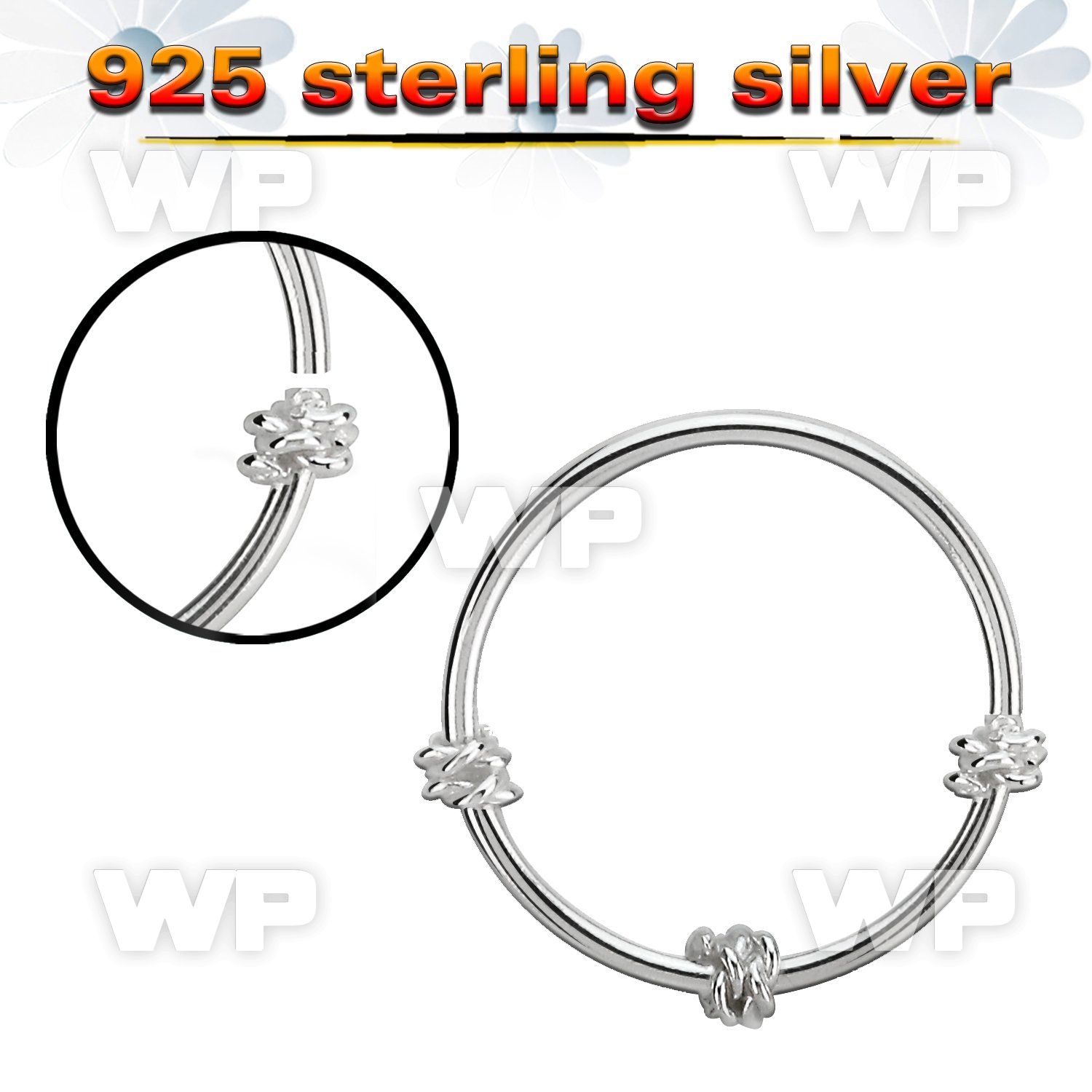 hr27 silver seamless nose hoop w triple twisted wire design