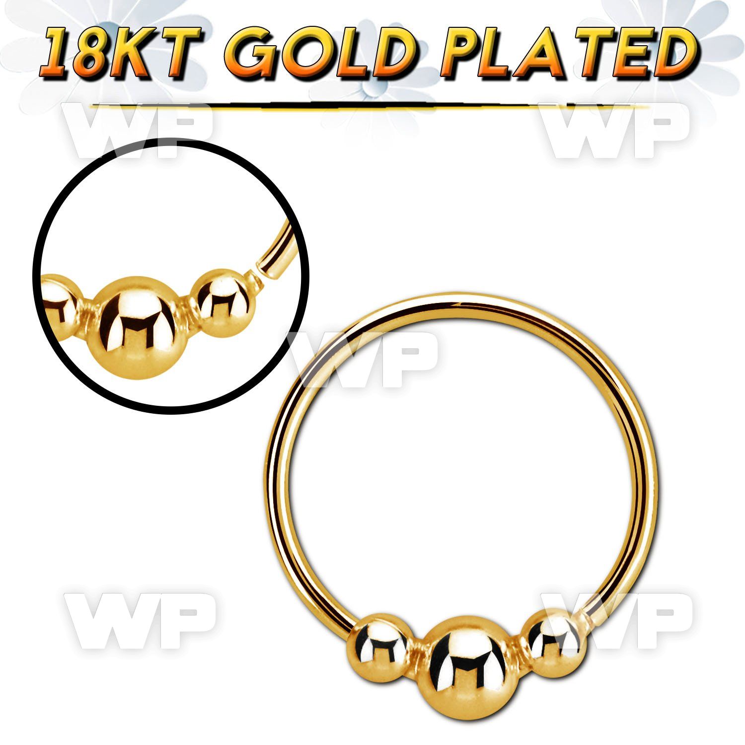 hr28rg gold plated silver seamless nose hoop w 5 balls