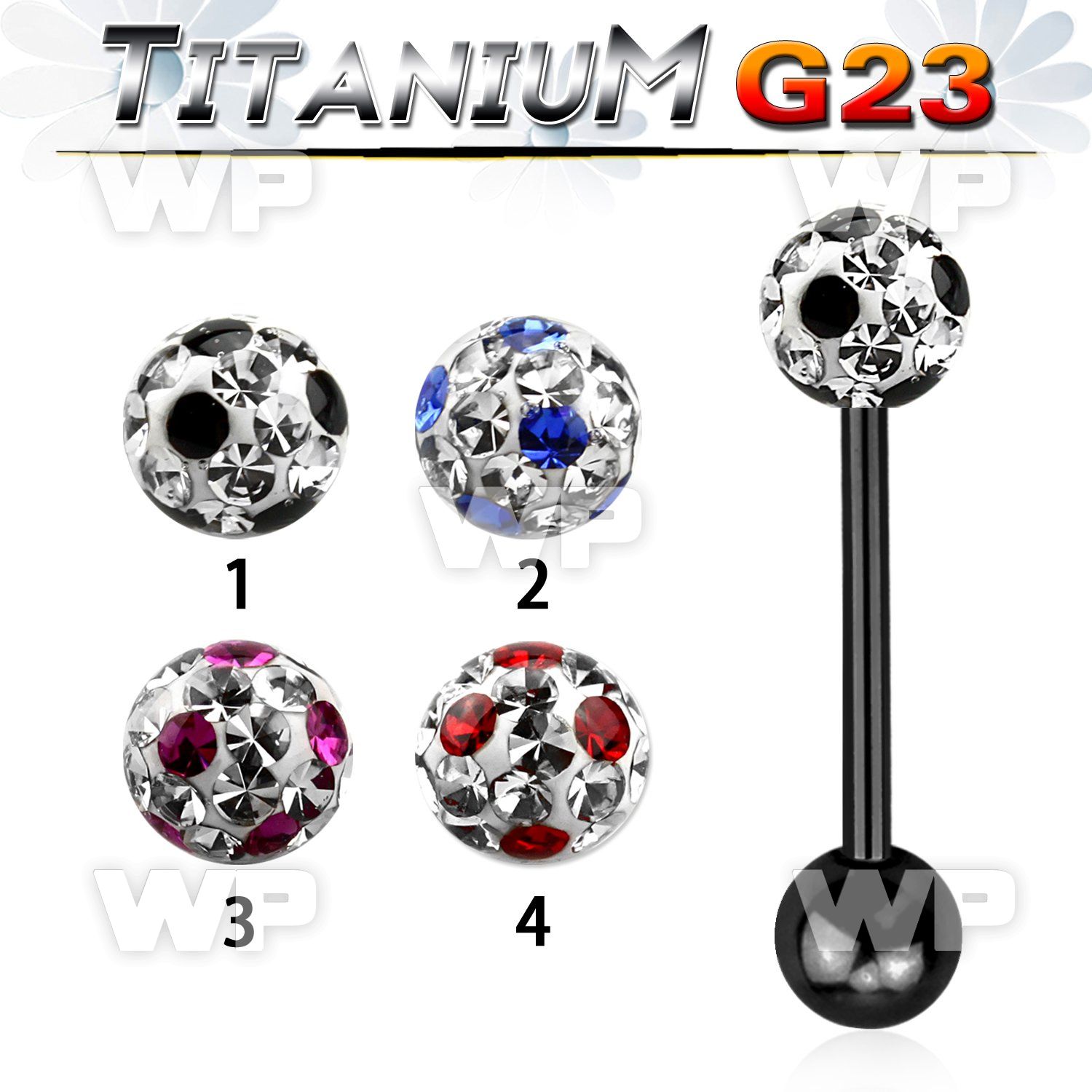 hr44day7 ion plated g23 titanium tongue bar 1 6mm 6mm ball ferido tongue piercing