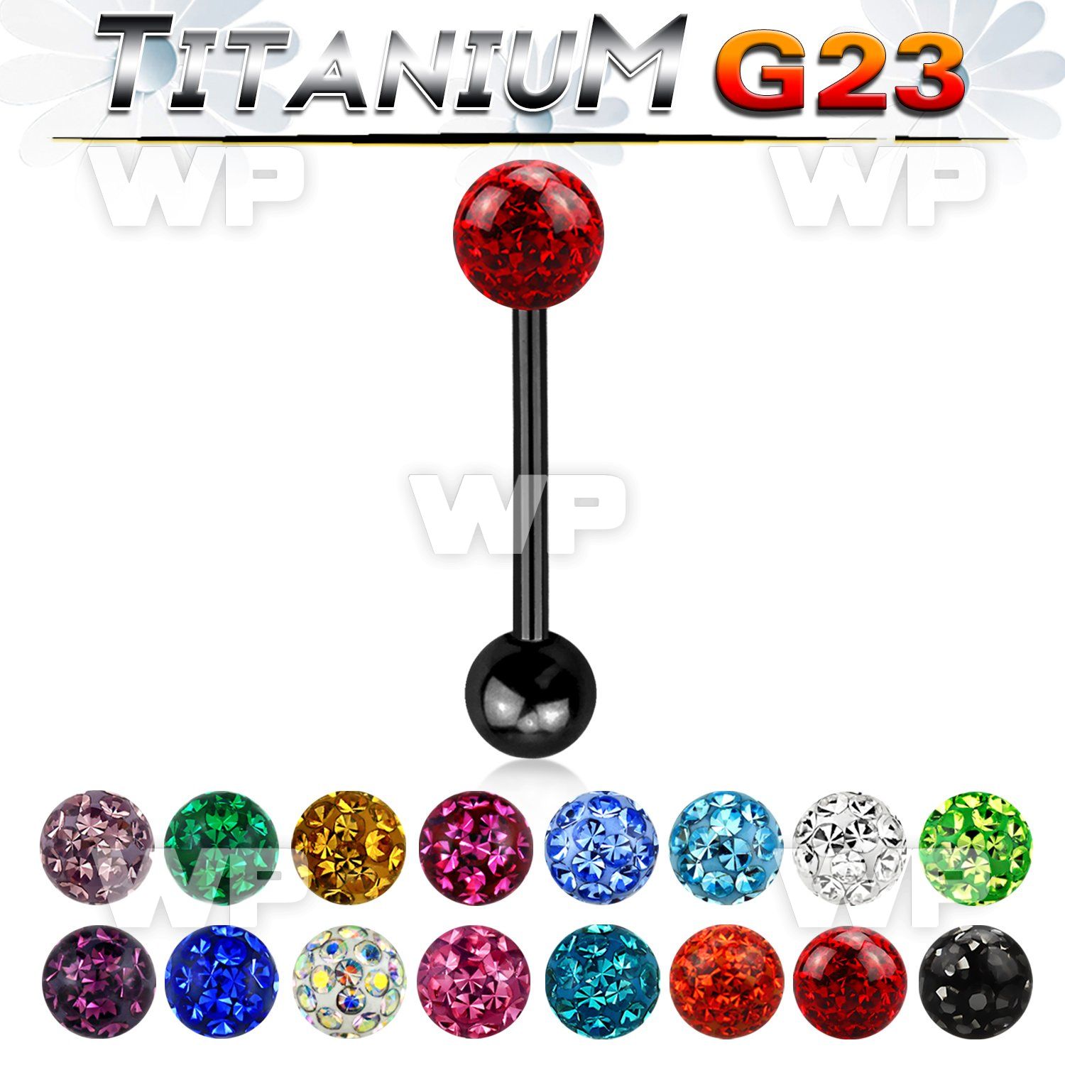hr44day ion plated titanium tonguebar ferido ball 5mm ball