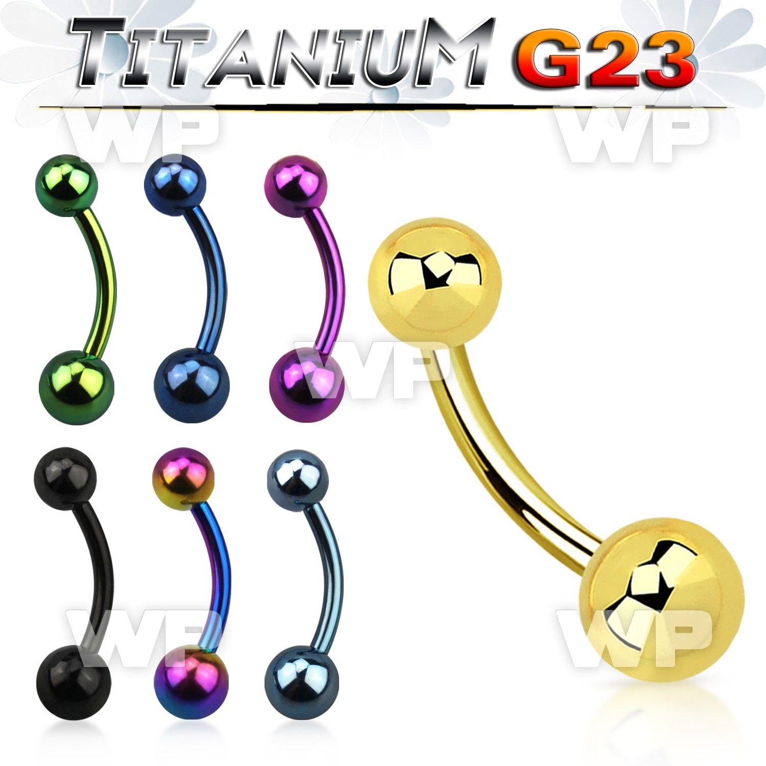 hr4u3 ion plated g23 titanium belly ring 5mm 6mm ball belly piercing