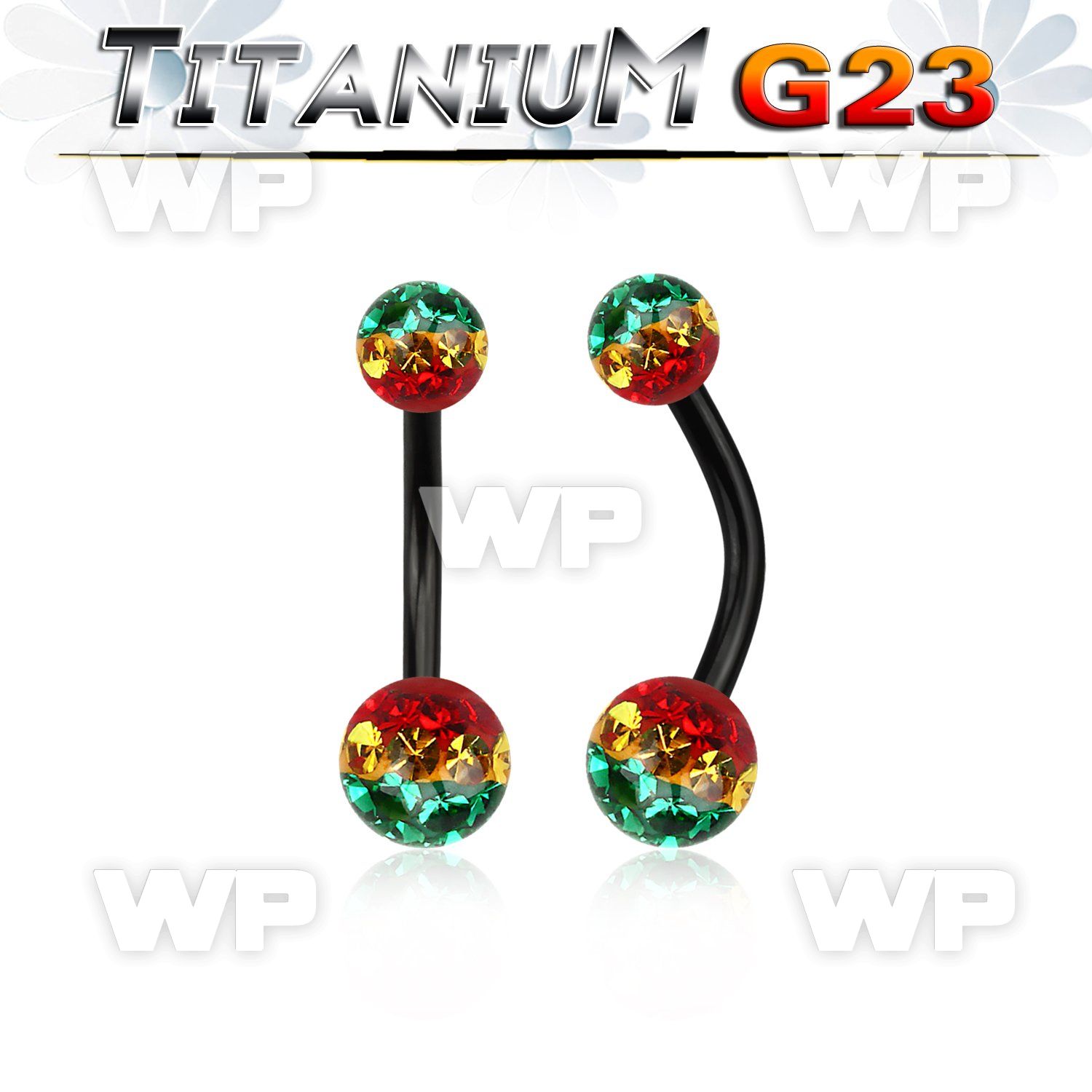 hr4uda3a ion plated g23 titanium belly ringmulti crystal ferido belly piercing