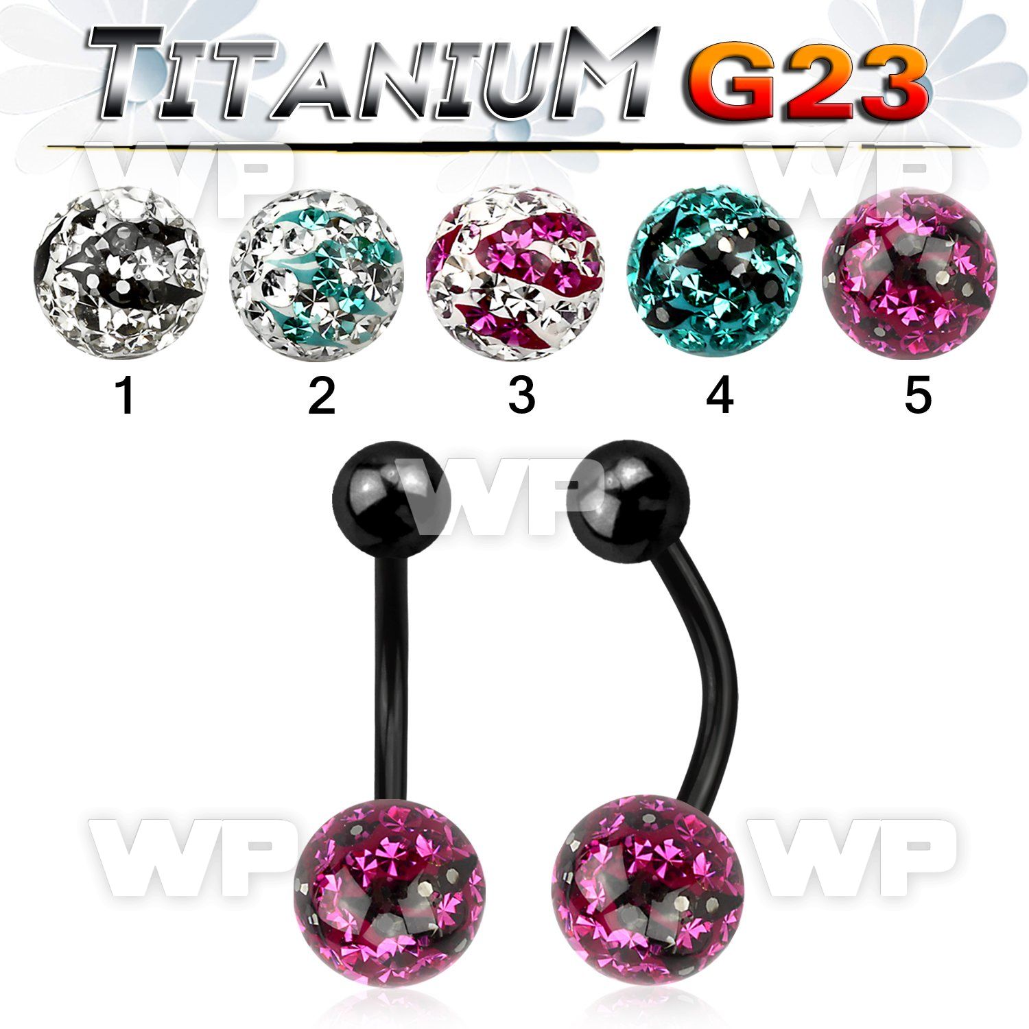 hr4udat6 ion plated g23 titanium belly ring 5mm top ball 8mm fer belly piercing