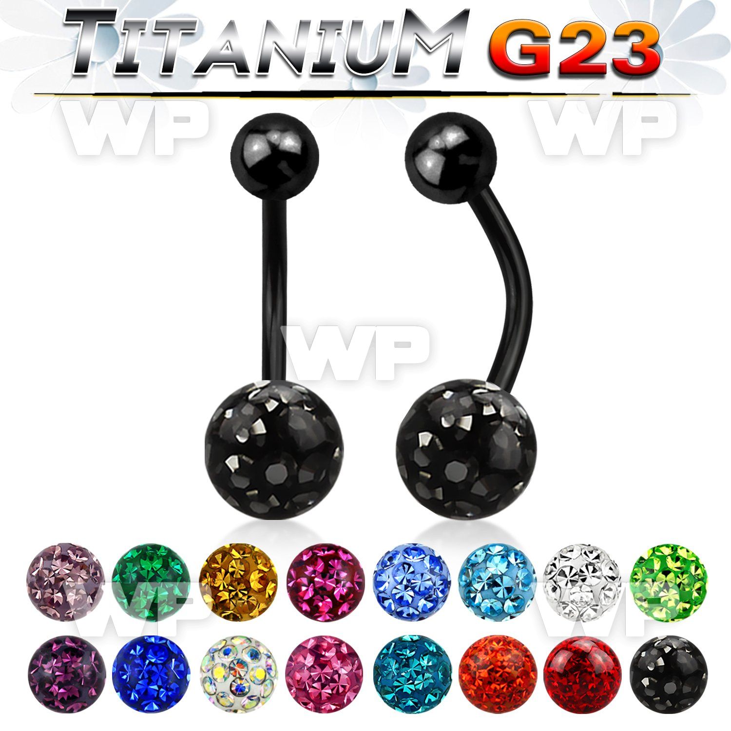 hr4udat ion plated titanium navel bananabell 14g ferido ball