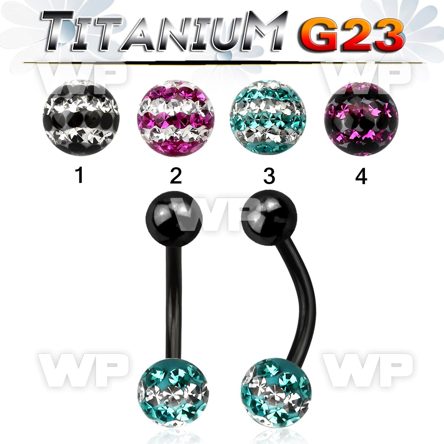 hr4uday1 ion plated g23 titanium belly ring 5mm top titanium ball belly piercing