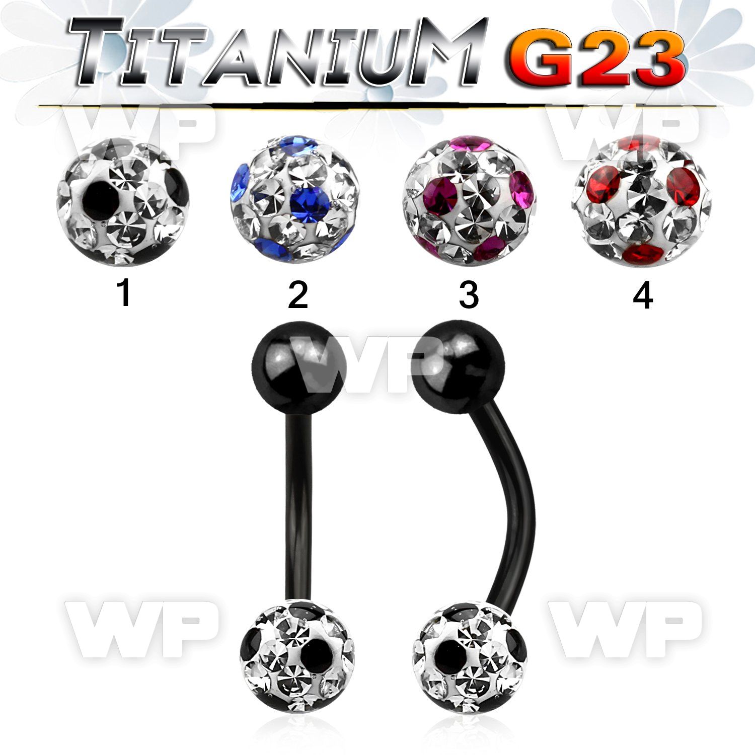 hr4uday7 ion plated g23 titanium belly ring 5mm top titanium ball belly piercing