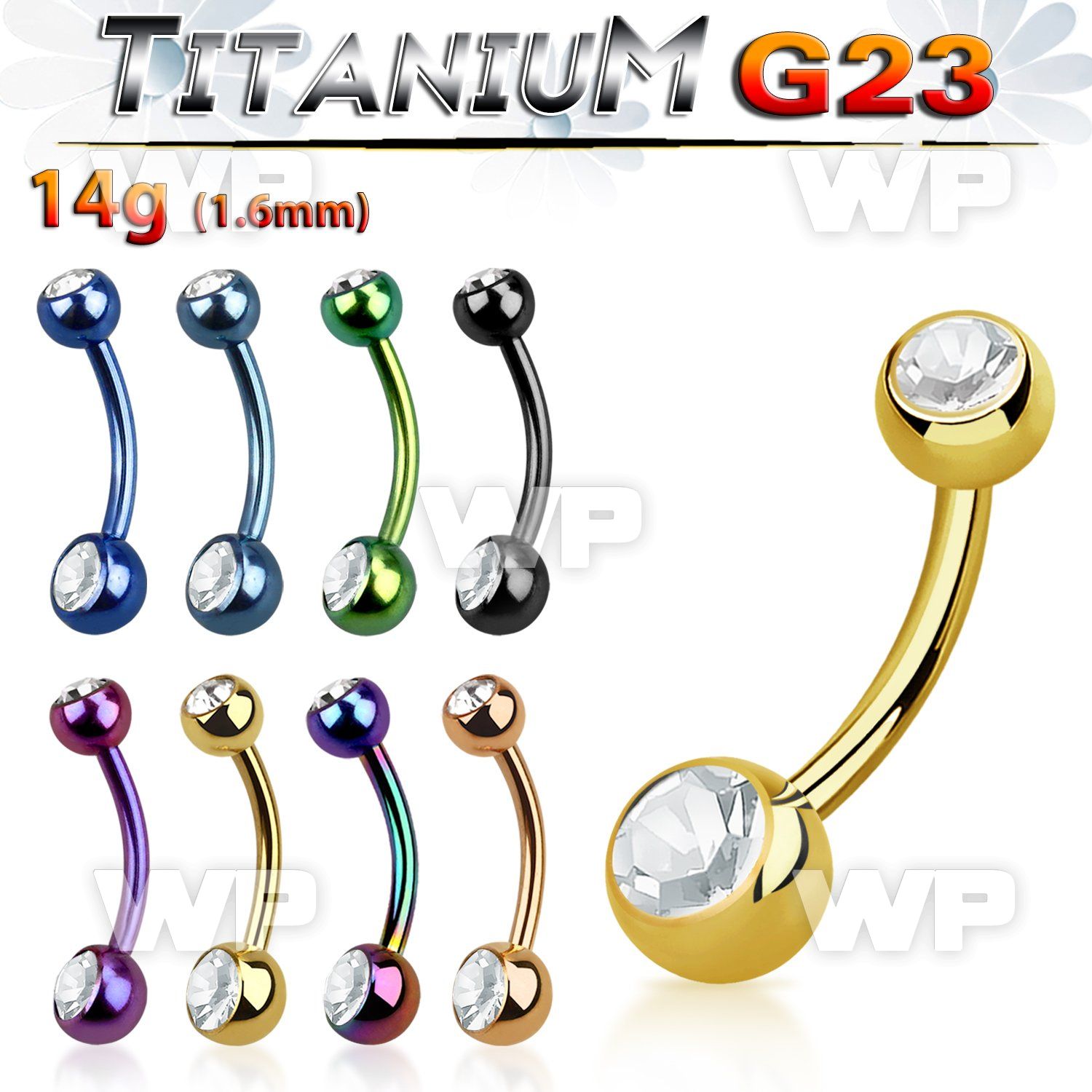 hr4uk63 ion plated g23 titanium belly ring 5mm 6mm press fit belly piercing