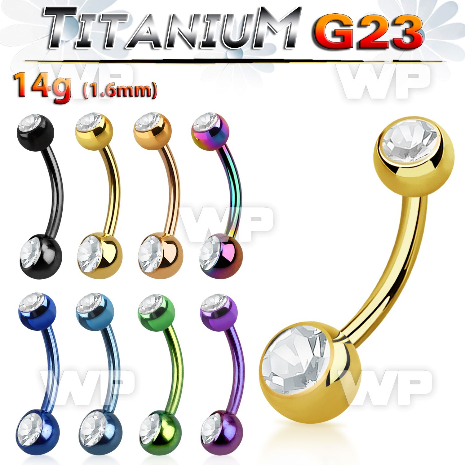 hr4uk63 ion plated g23 titanium belly ring 5mm 6mm press fit belly piercing