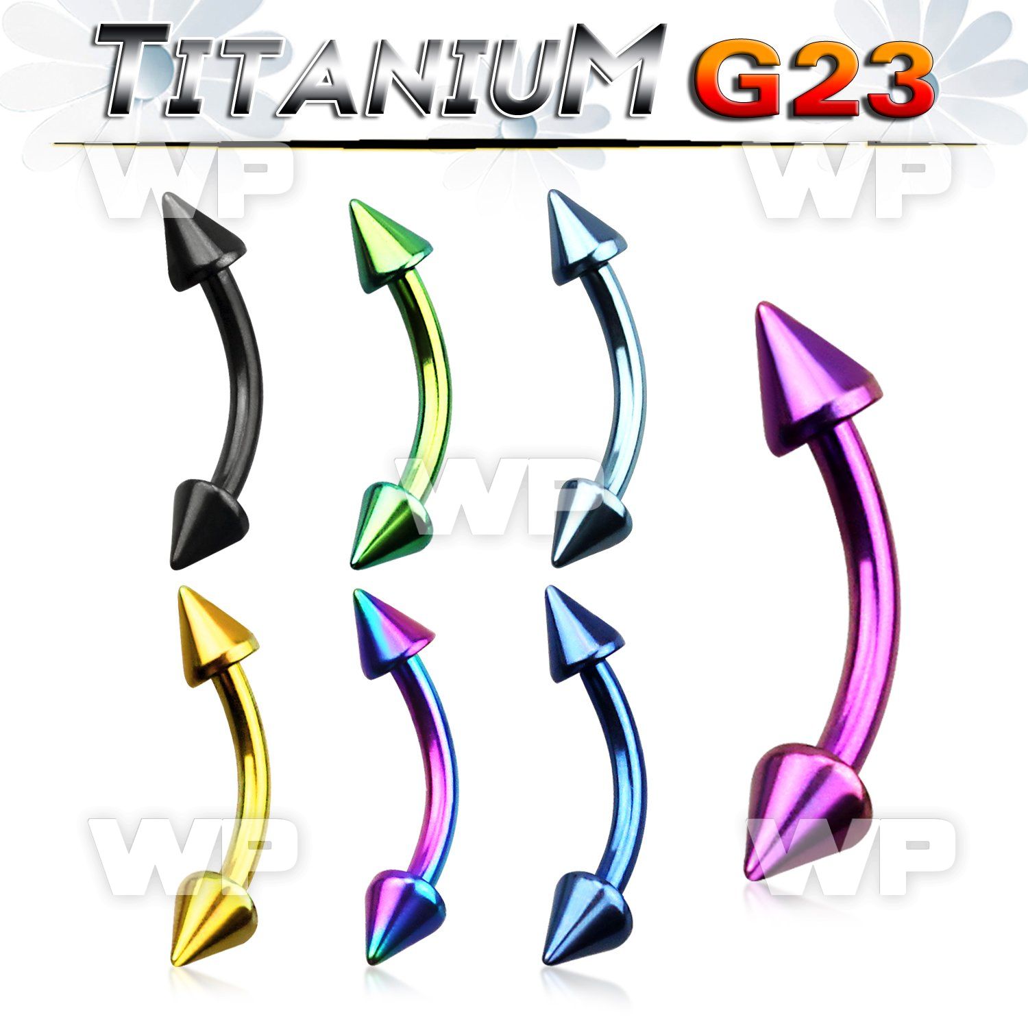 hr4uw6u ion plated g23 titanium micro banana 1 2mm 3mm cones eyebrow piercing