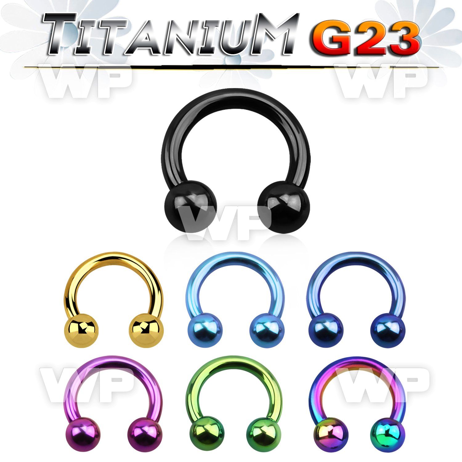 hr644 ion plated g23 titanium cbr horseshoe 1 6mm 4mm ball belly piercing