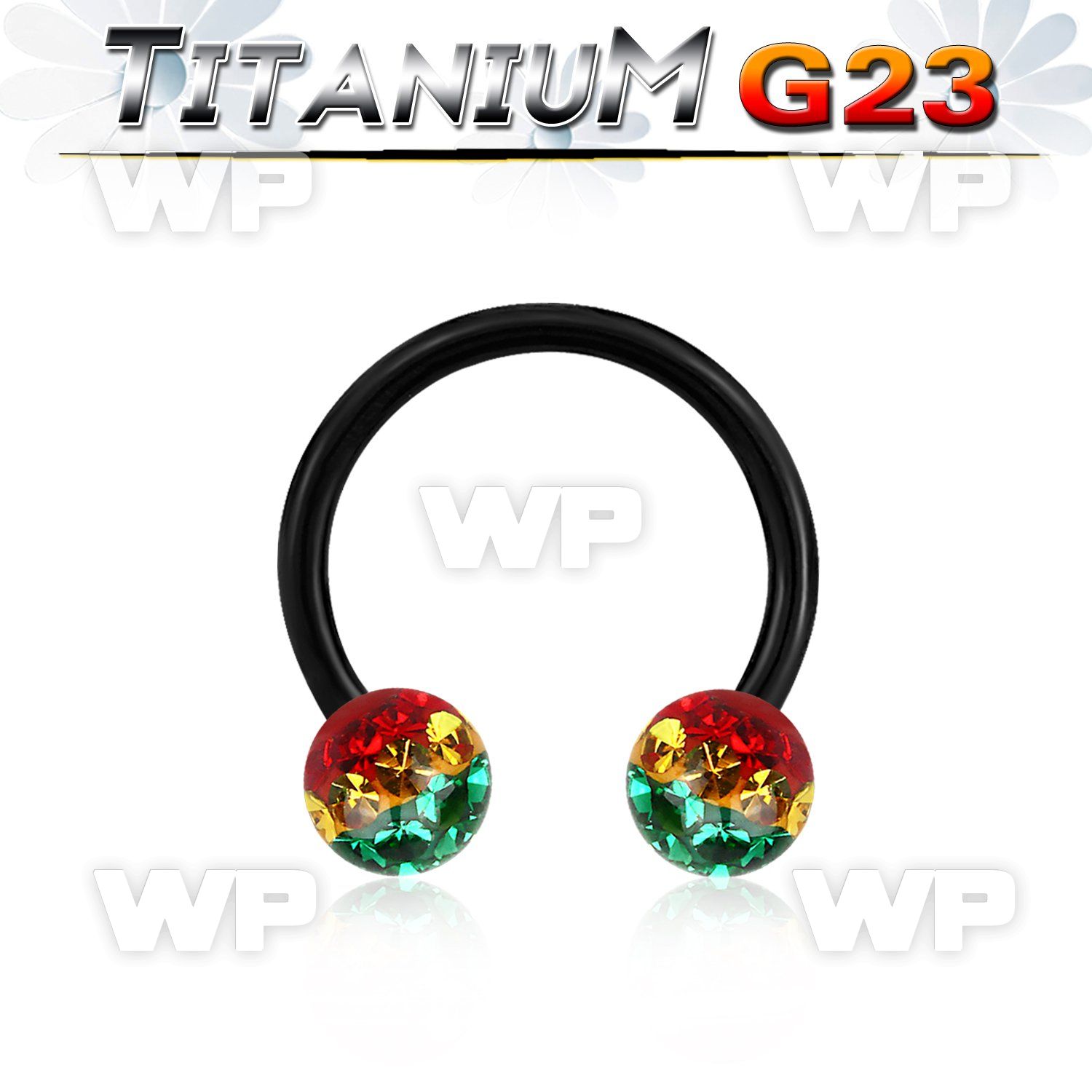 hr64daya ion plated g23 titanium cbr horseshoe 1 6mm 6mm multi belly piercing