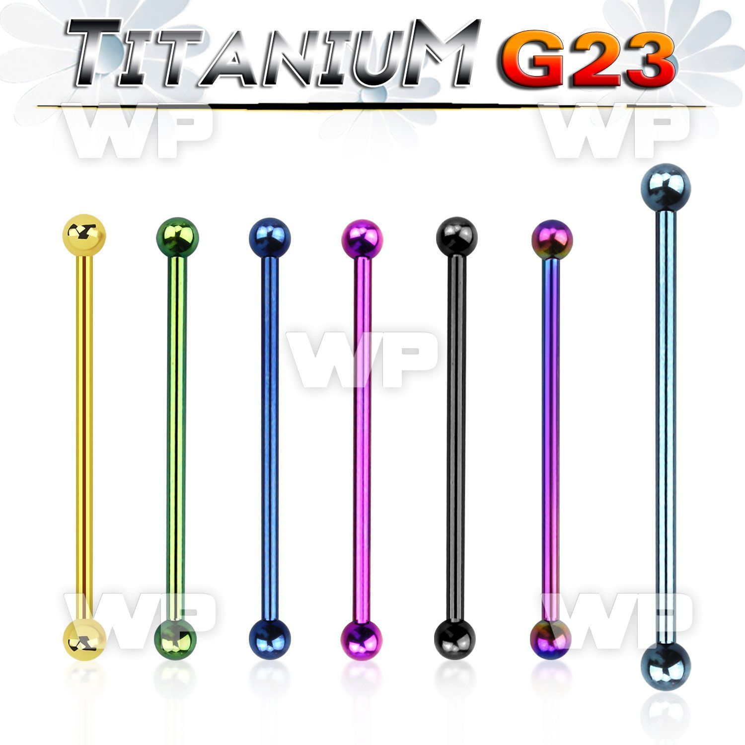 hr8u40 ion plated g23 titanium industrial barbell 1 6mm 4mm bal 