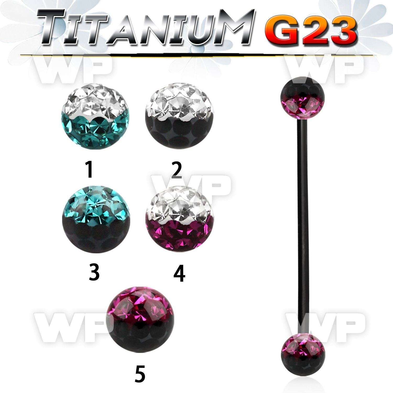 hr8udasw ion plated g23 titanium industrial barbell 1 6mm 5mm mul 