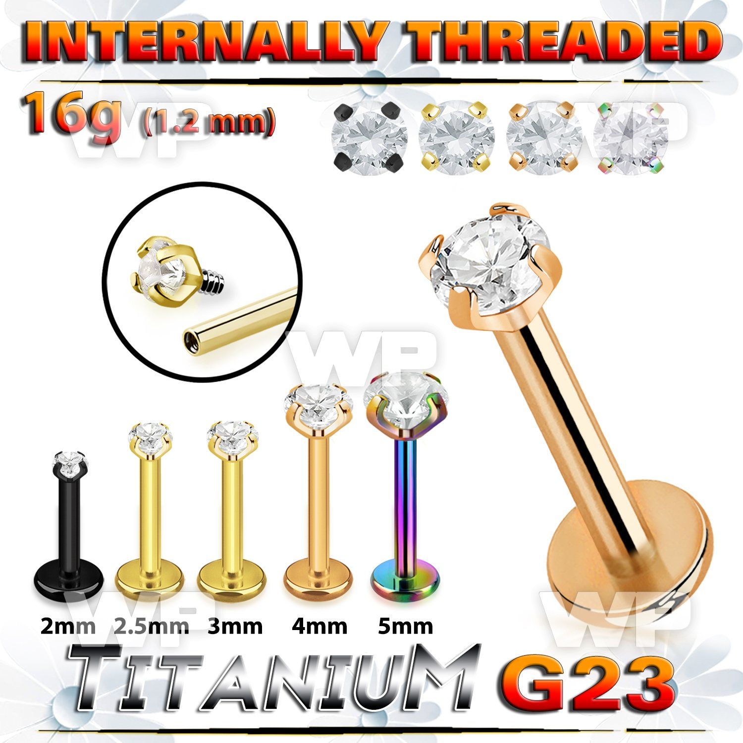 hrb48uek pvd finish titanium labret stud 16g cz internal