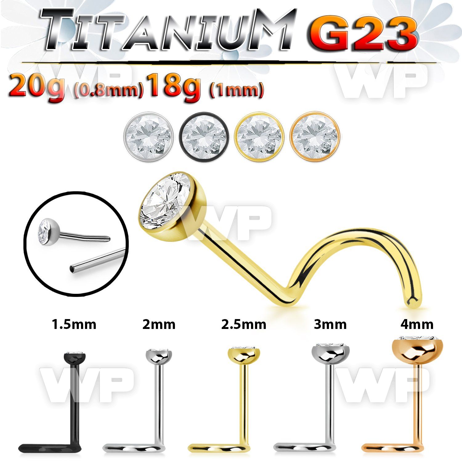 hu3ou5g titanium threadless press fit nose screw bezel cz