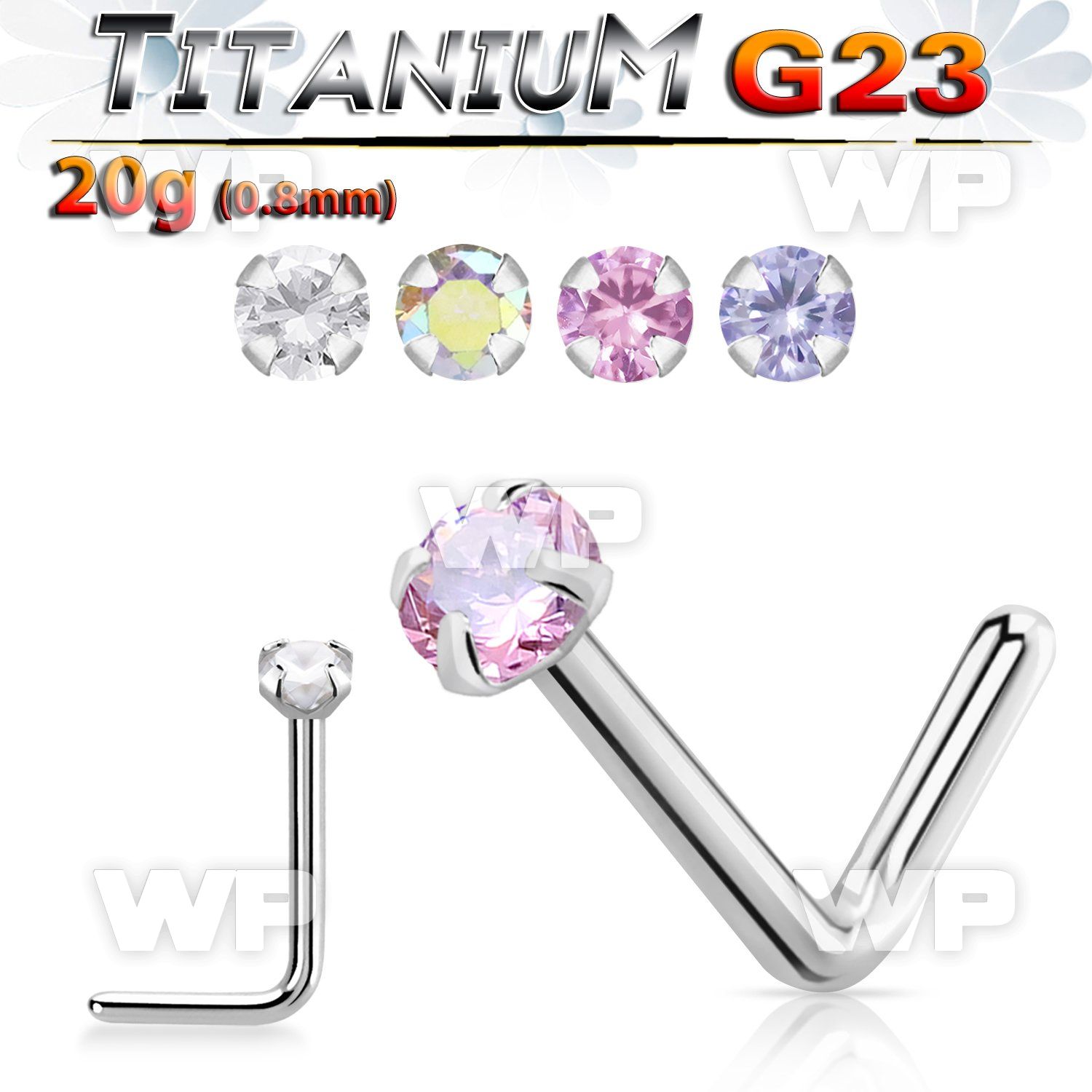 hubgak high polished titanium g23 nose pin 2mm round cz gem