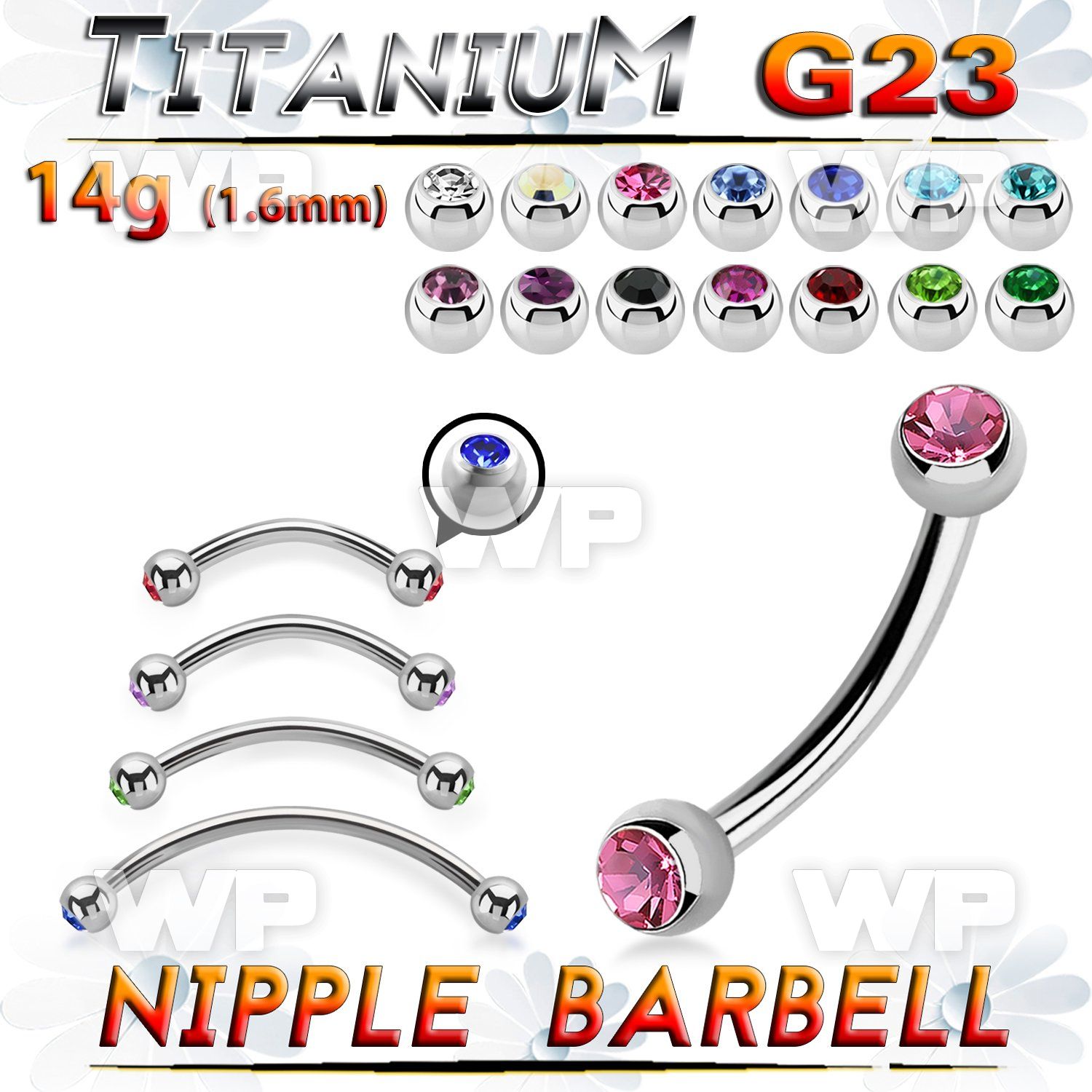 hum4uc40 titanium bananabell 4mm bezel setting crystal balls