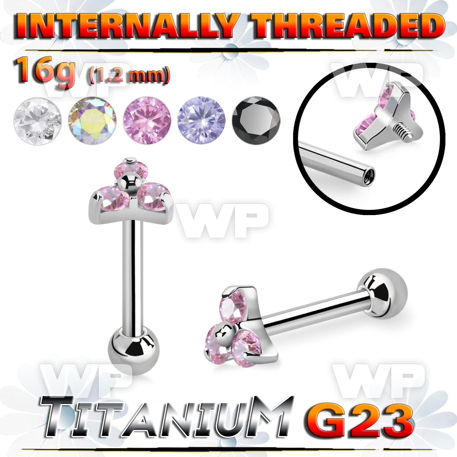 hxw8uez titanium internal threaded barbell 3 cz